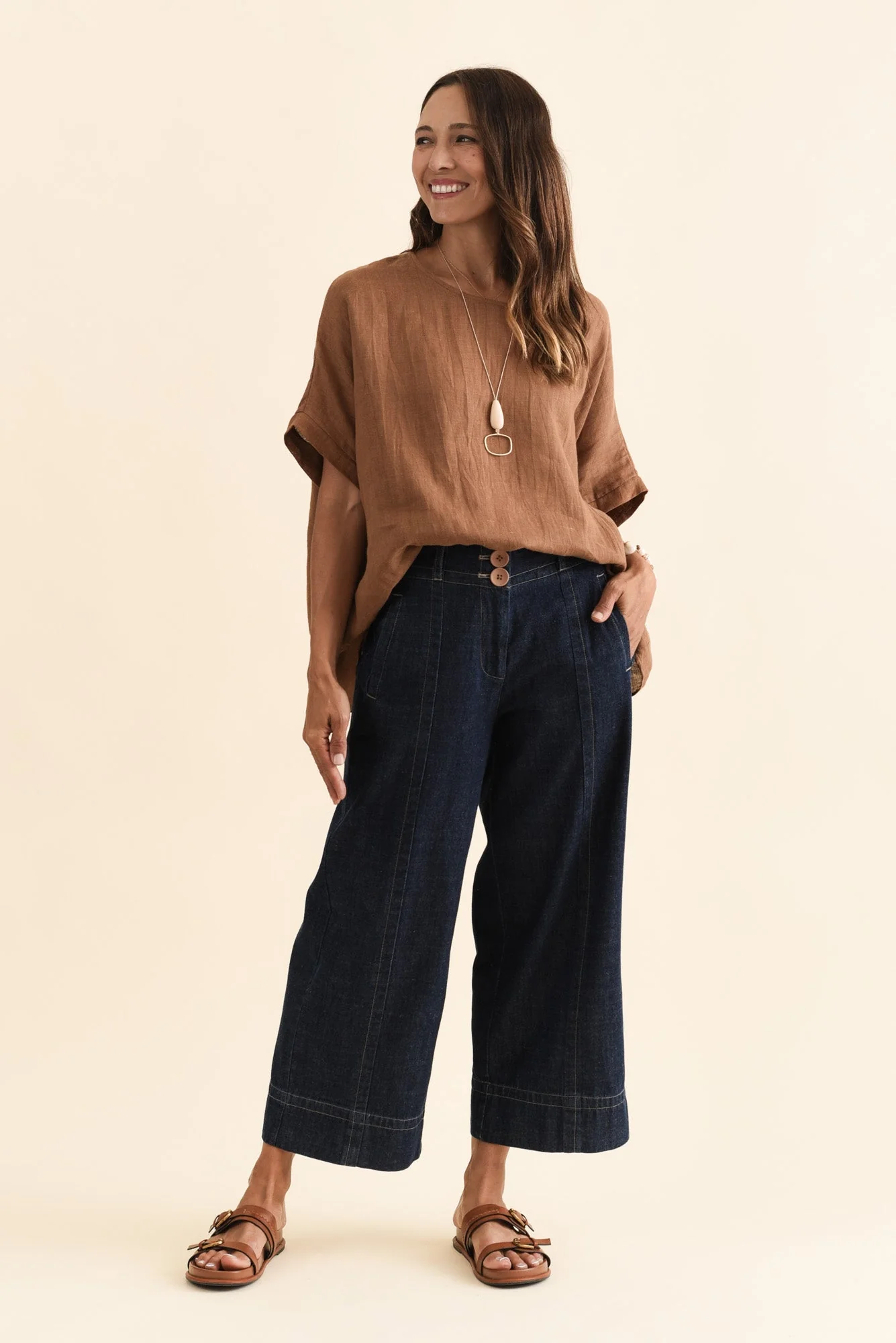 Carsen Dark Blue Wide Leg Jeans - Image 6