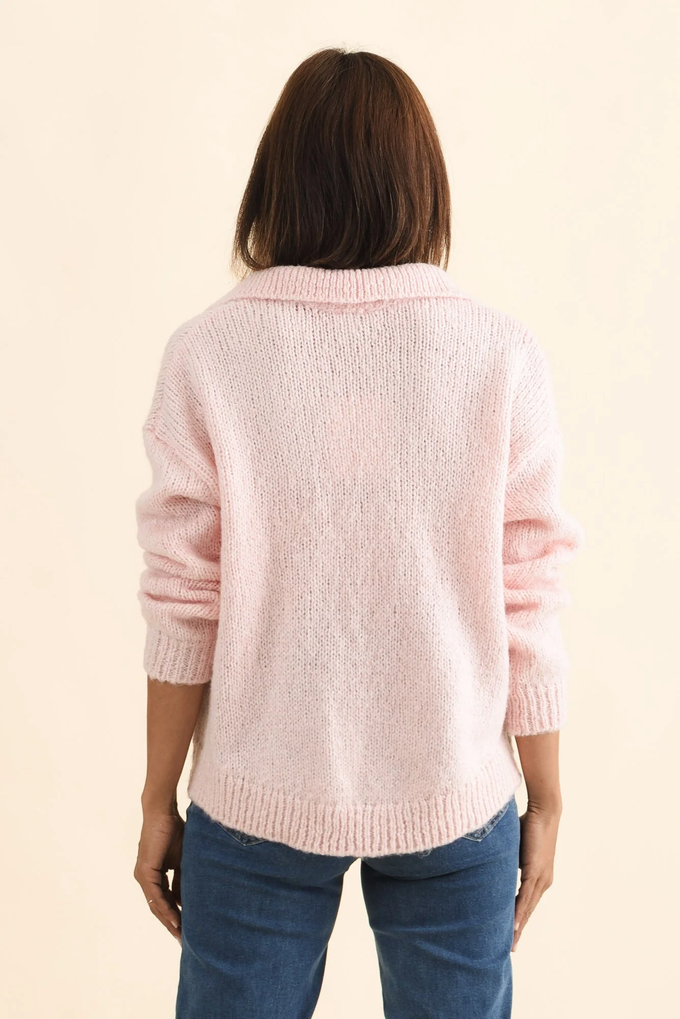 Carson Pink Collared Knit Jumper - Image 5