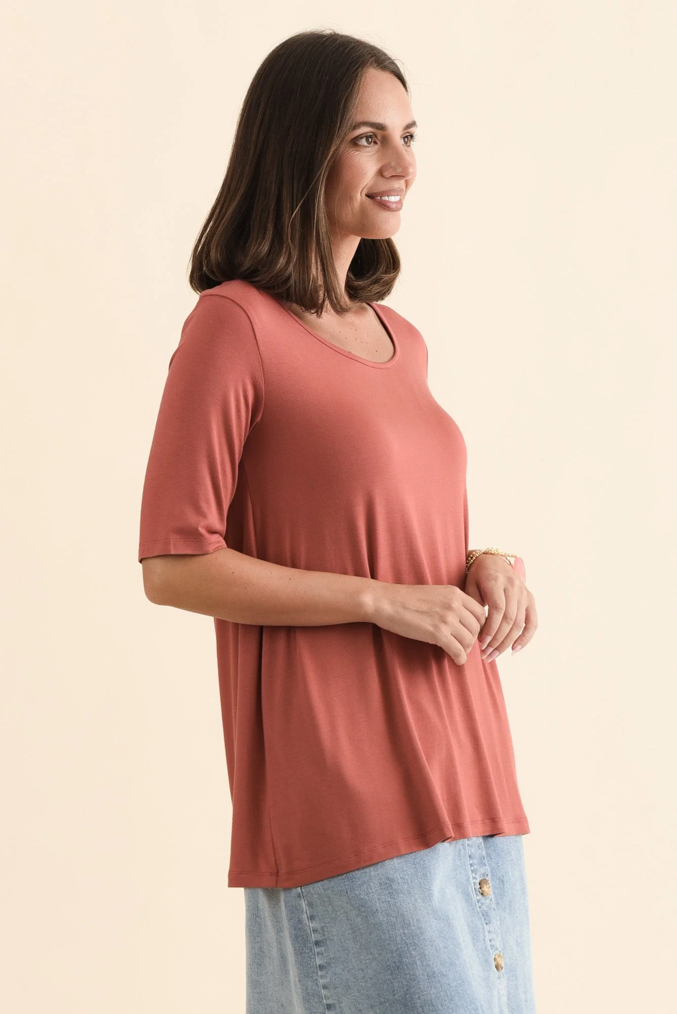 Carter Rust Bamboo Tunic Top - Image 4