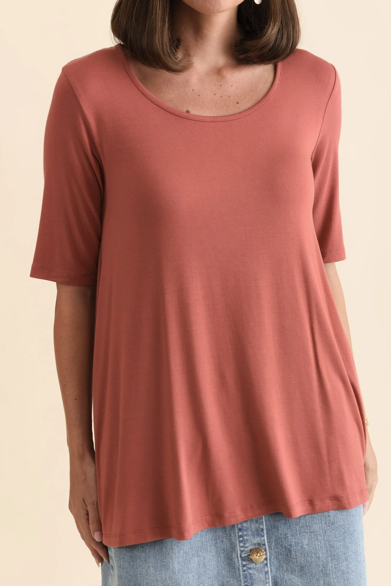 Carter Rust Bamboo Tunic Top - Image 6