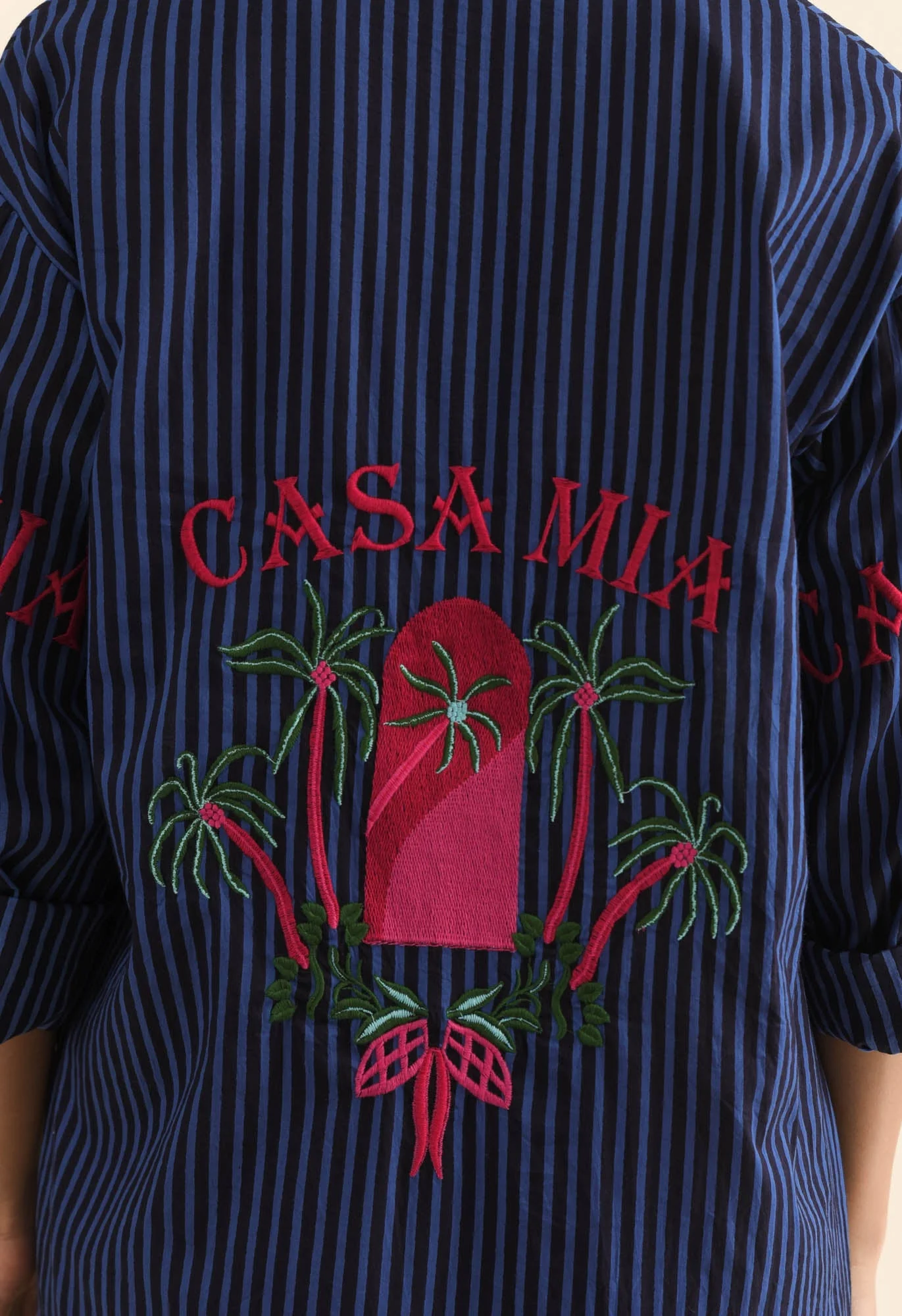 Casa Blue Stripe Cotton Dress - Image 6