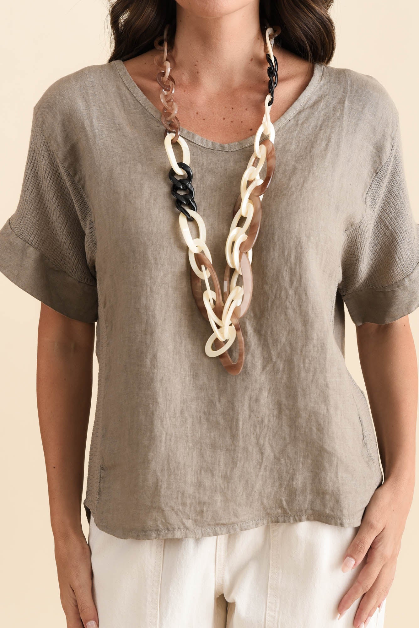 Casper Taupe Linen Cotton Top - Image 5