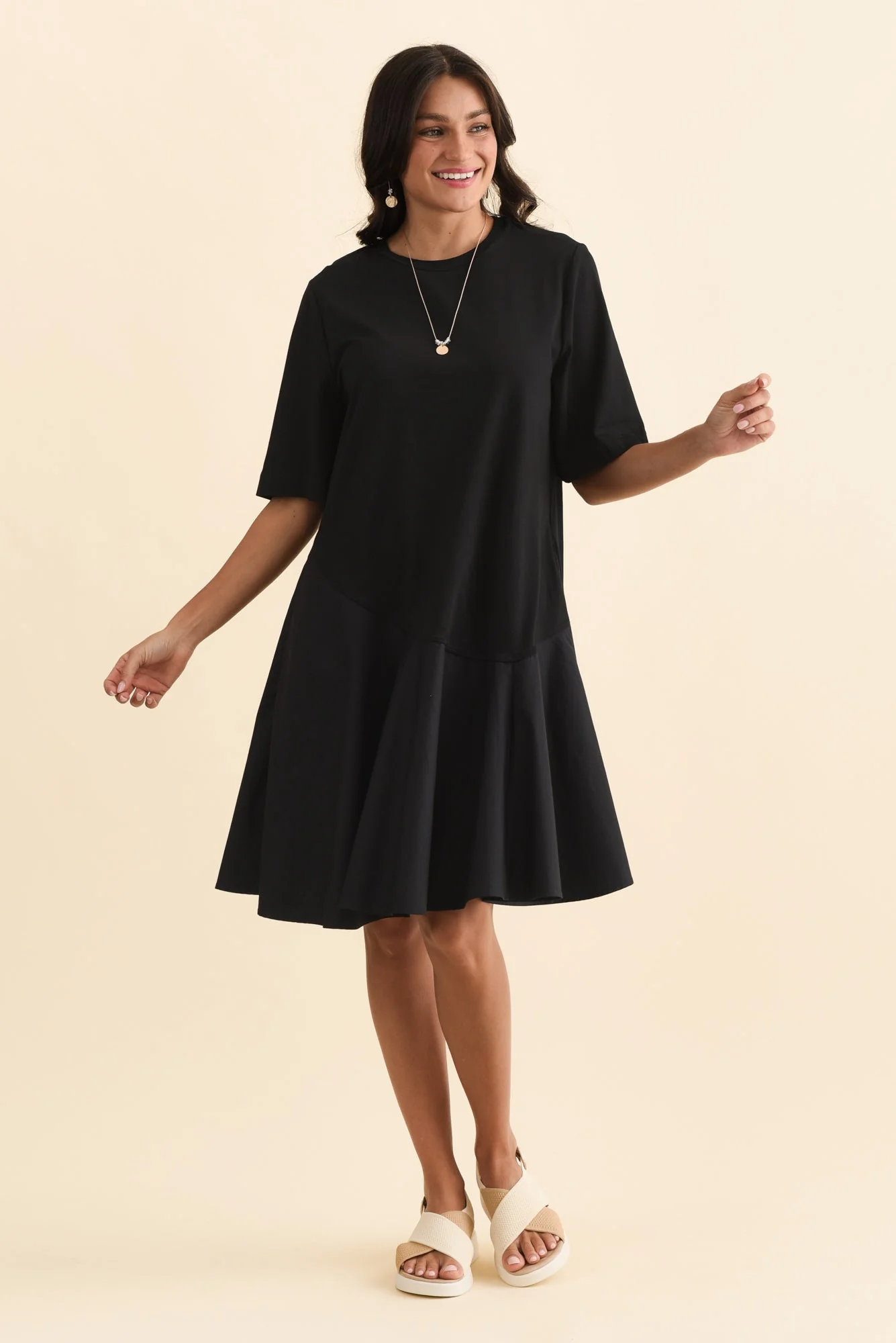 Cassidy Black Cotton Swing Dress - Image 6