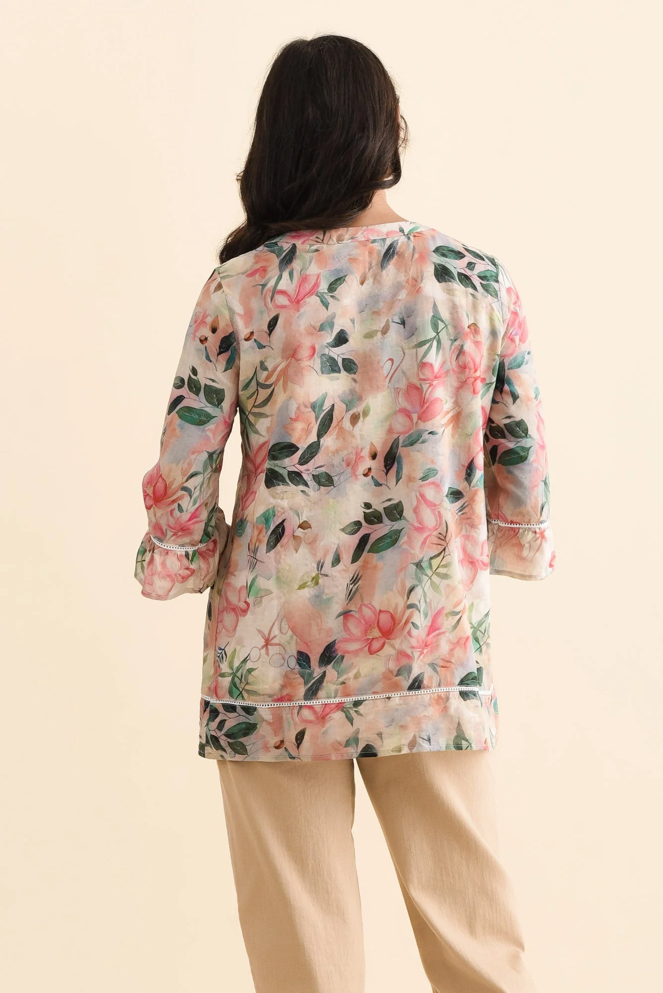 Cassidy Pink Wildflower Cotton Sleeved Top - Image 5