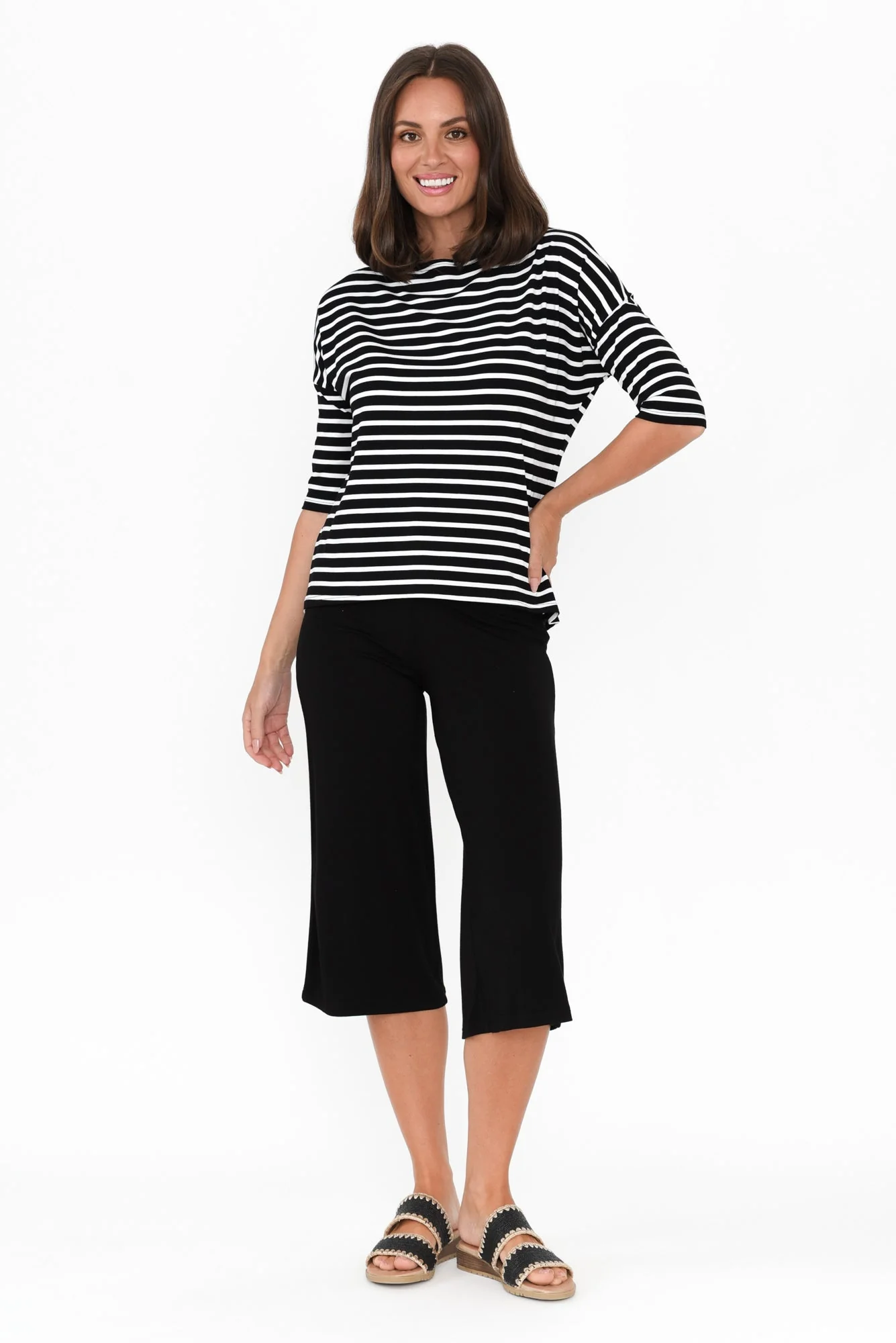 Cassie Black Bamboo Cropped Pants - Image 7