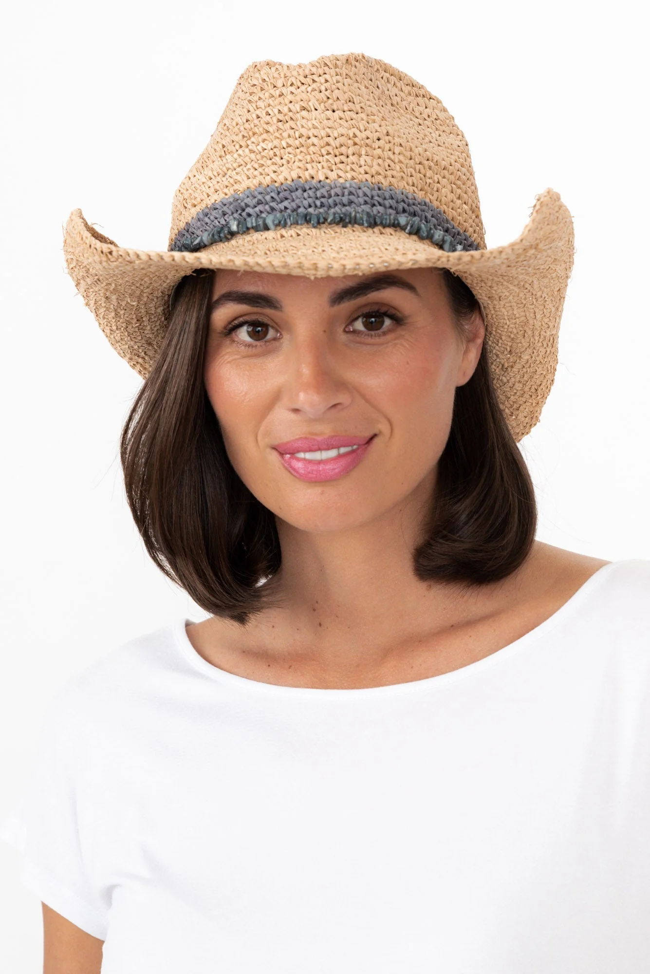 Cassie Cobalt Raffia Cowboy Hat - Image 3