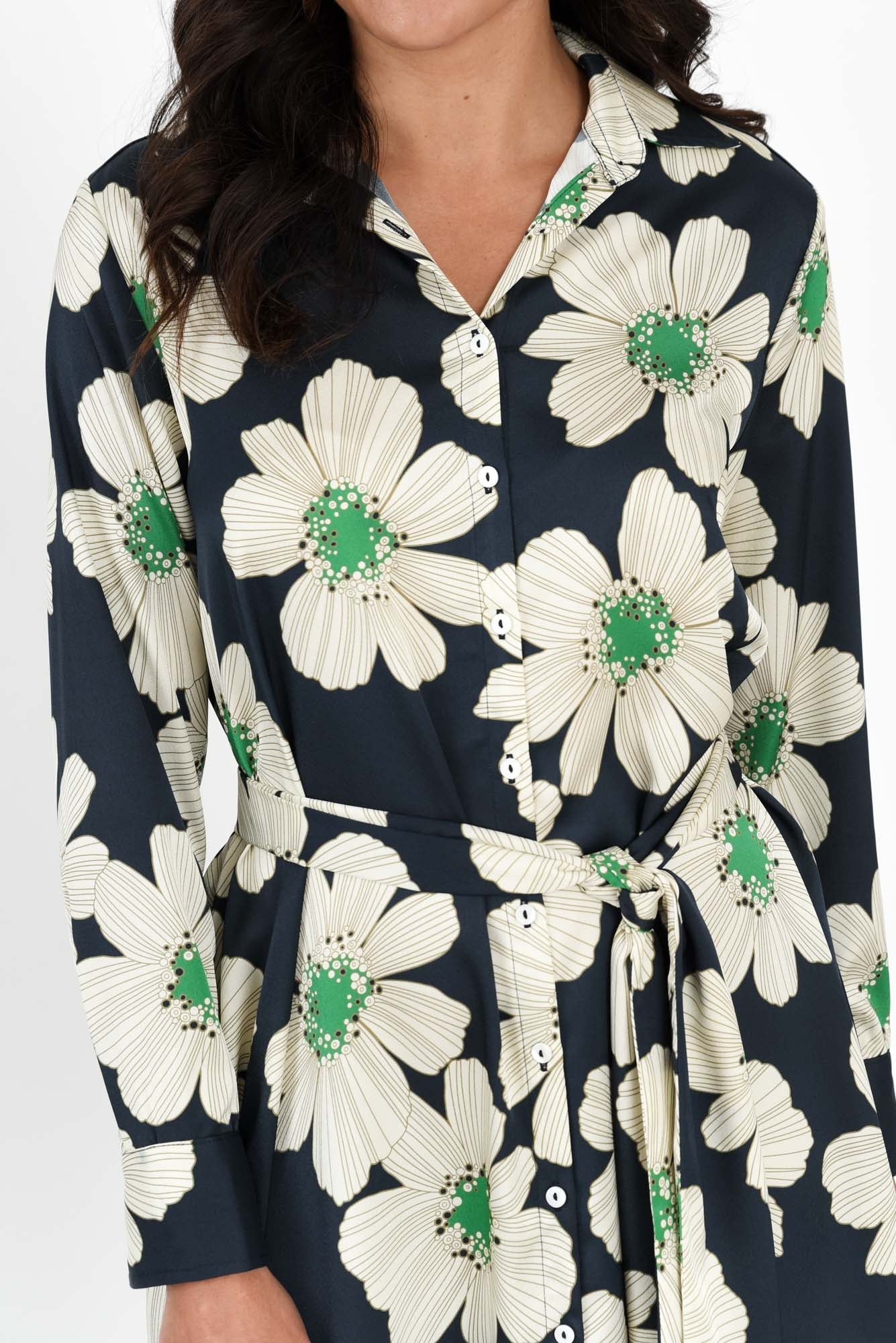 Catrine Navy Floral Shirt Dress - Image 5