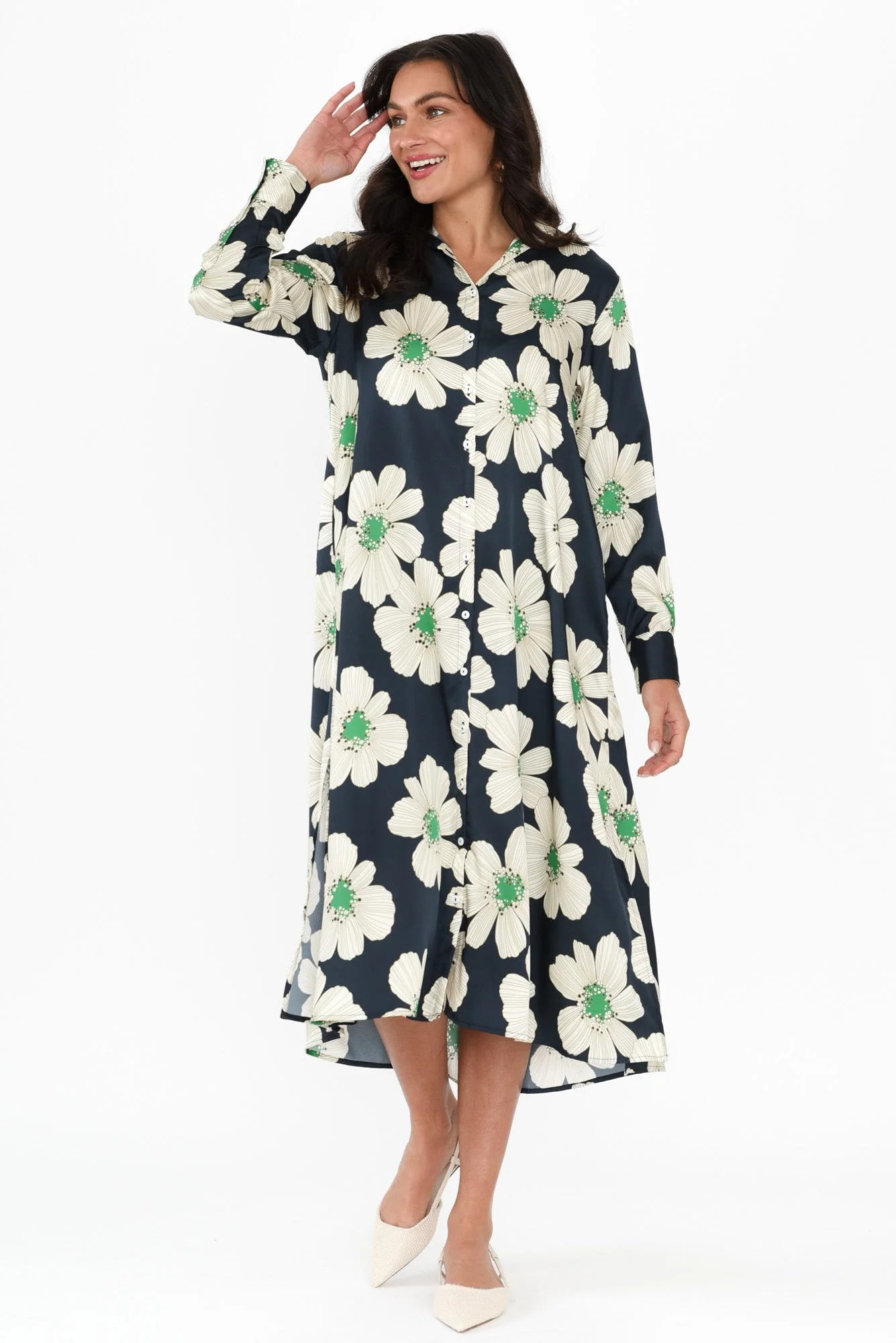 Catrine Navy Floral Shirt Dress - Image 6