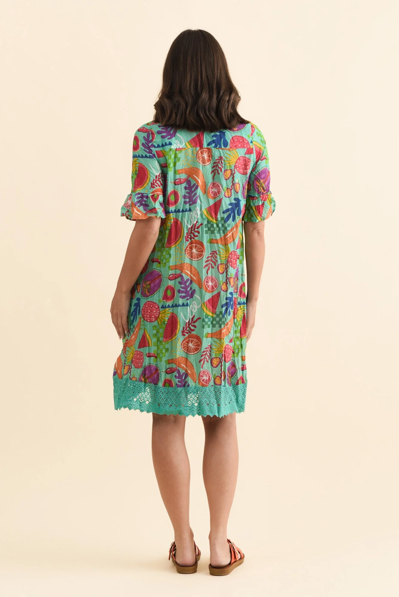 Cayman Blue Fruity Cotton Tunic Dress - Image 4