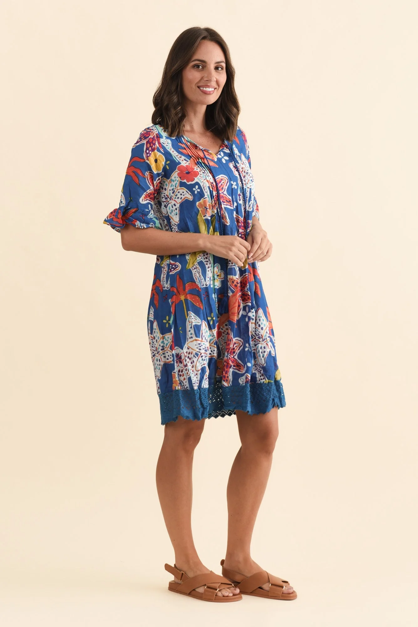 Cayman Blue Safari Cotton Tunic Dress - Image 3