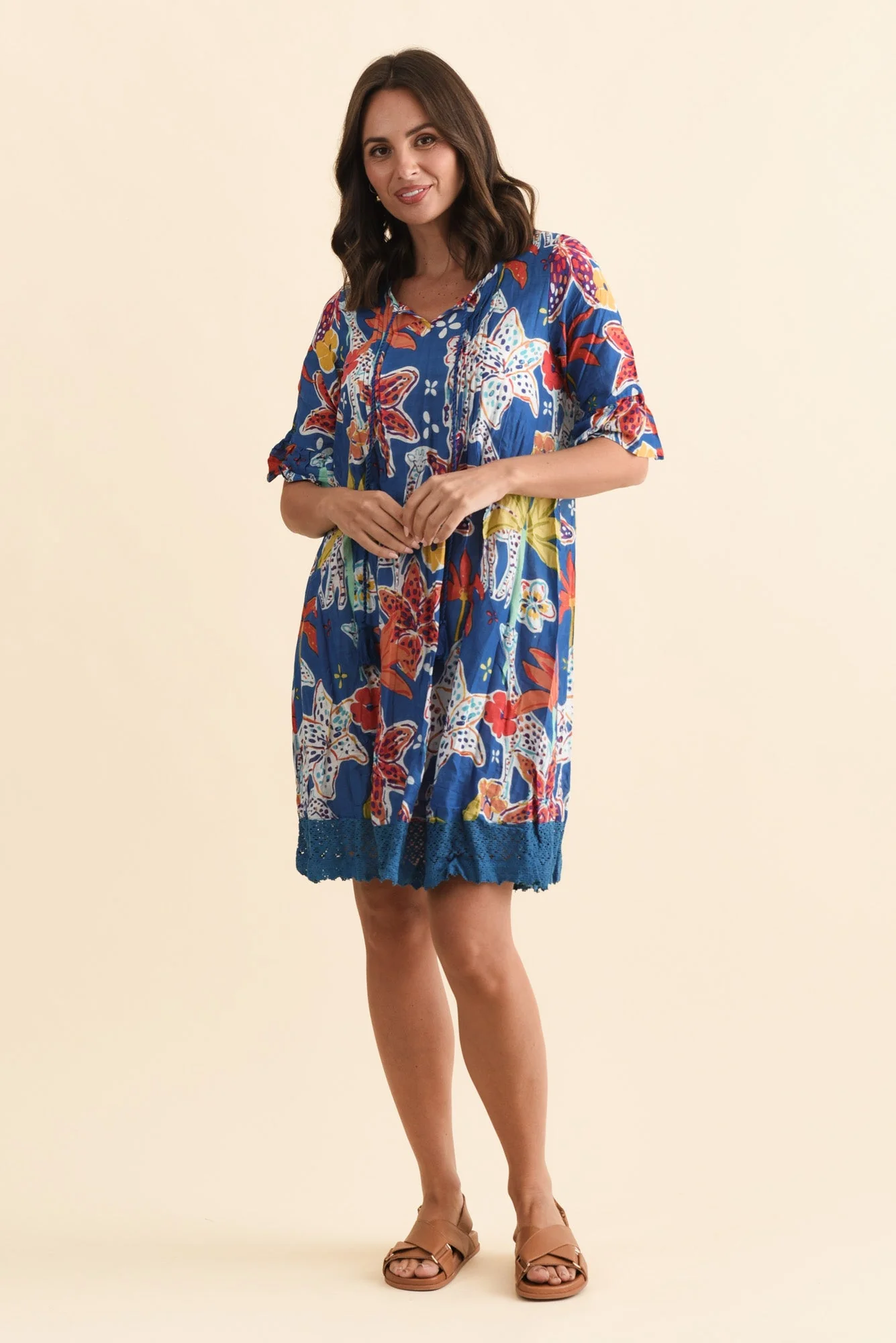 Cayman Blue Safari Cotton Tunic Dress - Image 6