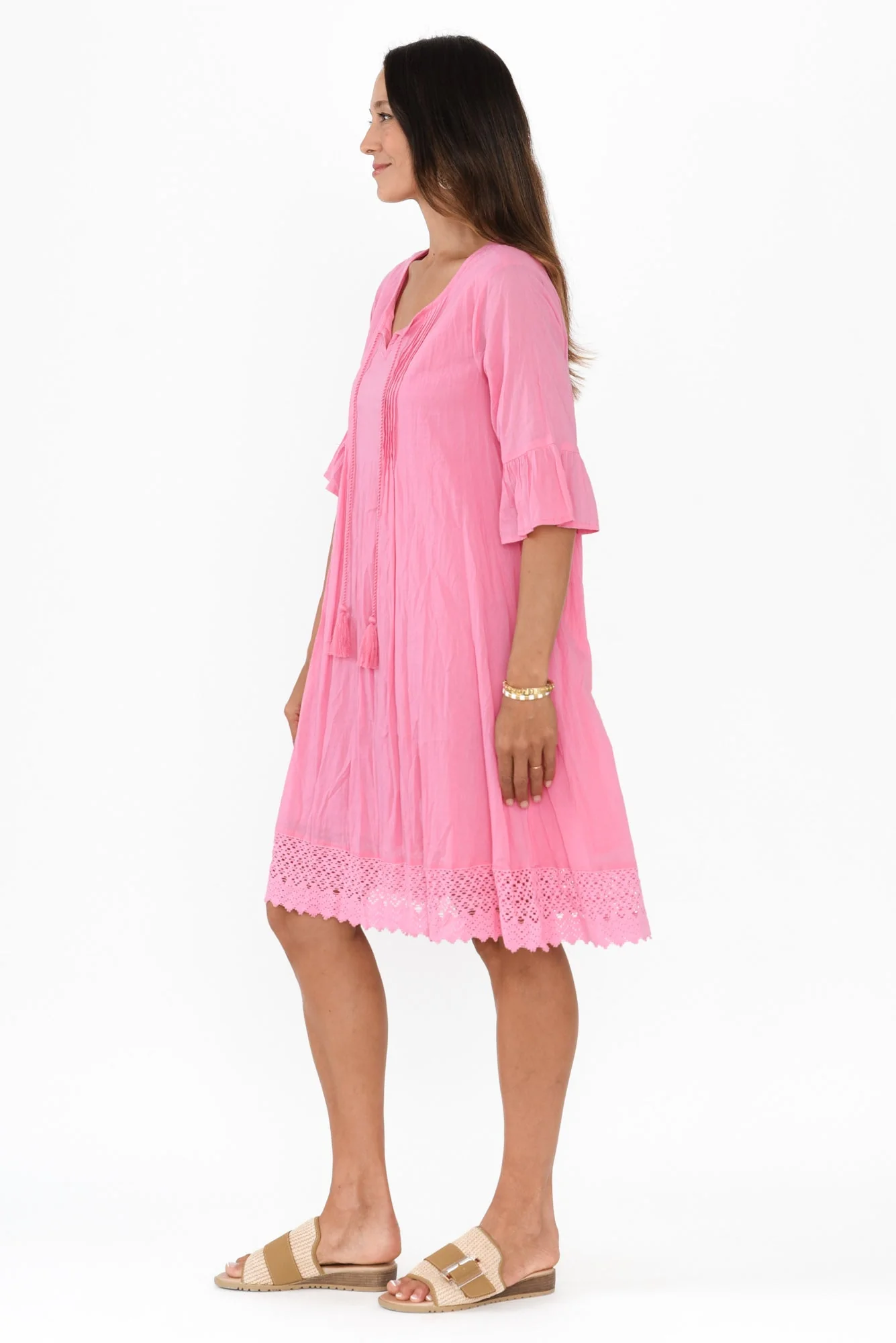 Cayman Bright Pink Cotton Tunic Dress - Image 3