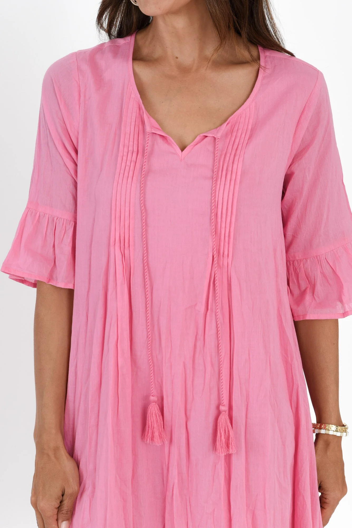 Cayman Bright Pink Cotton Tunic Dress - Image 5