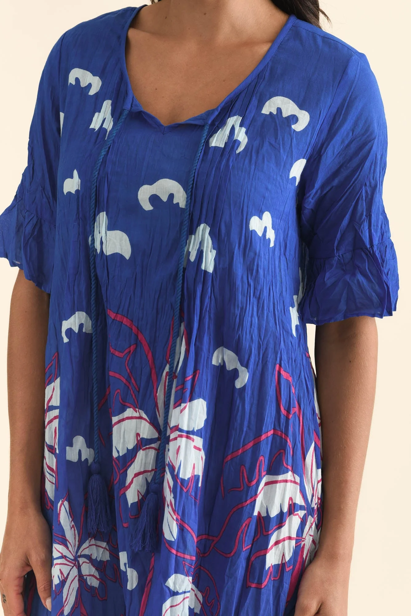 Cayman Cobalt Tropical Cotton Tunic Dress - Image 5