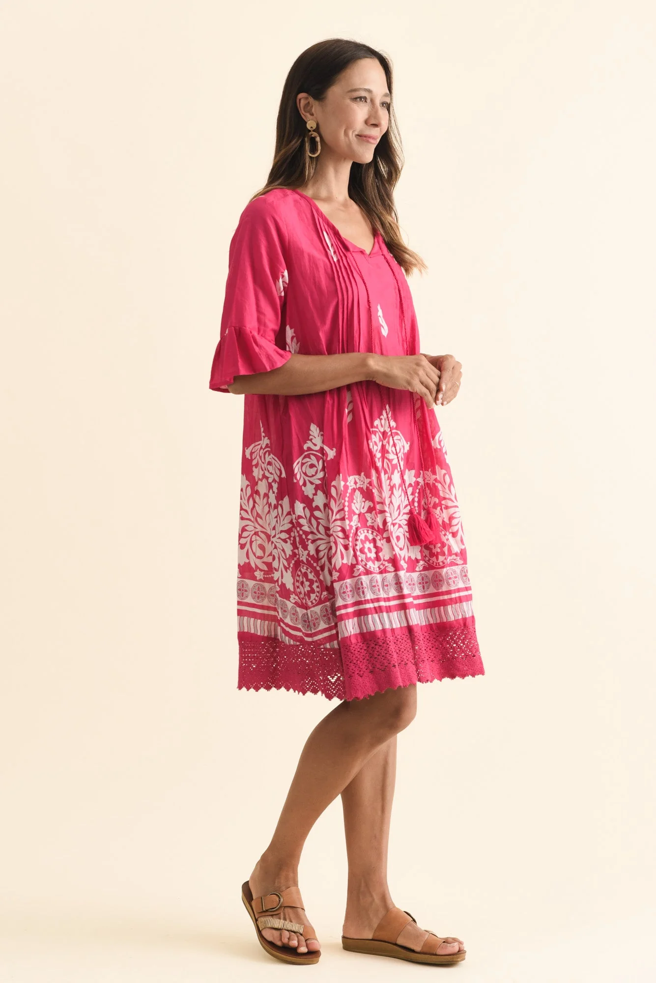 Cayman Fuchsia Abstract Cotton Tunic Dress - Image 4