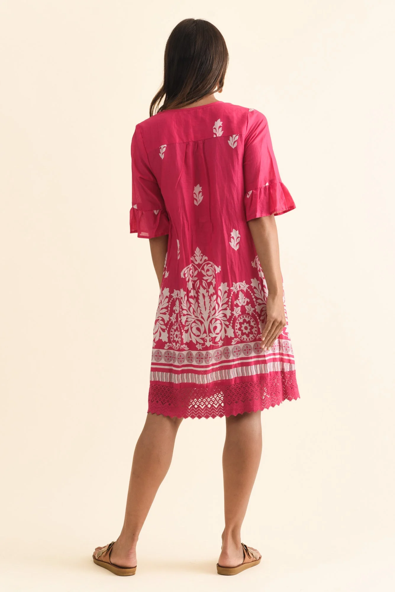 Cayman Fuchsia Abstract Cotton Tunic Dress - Image 5