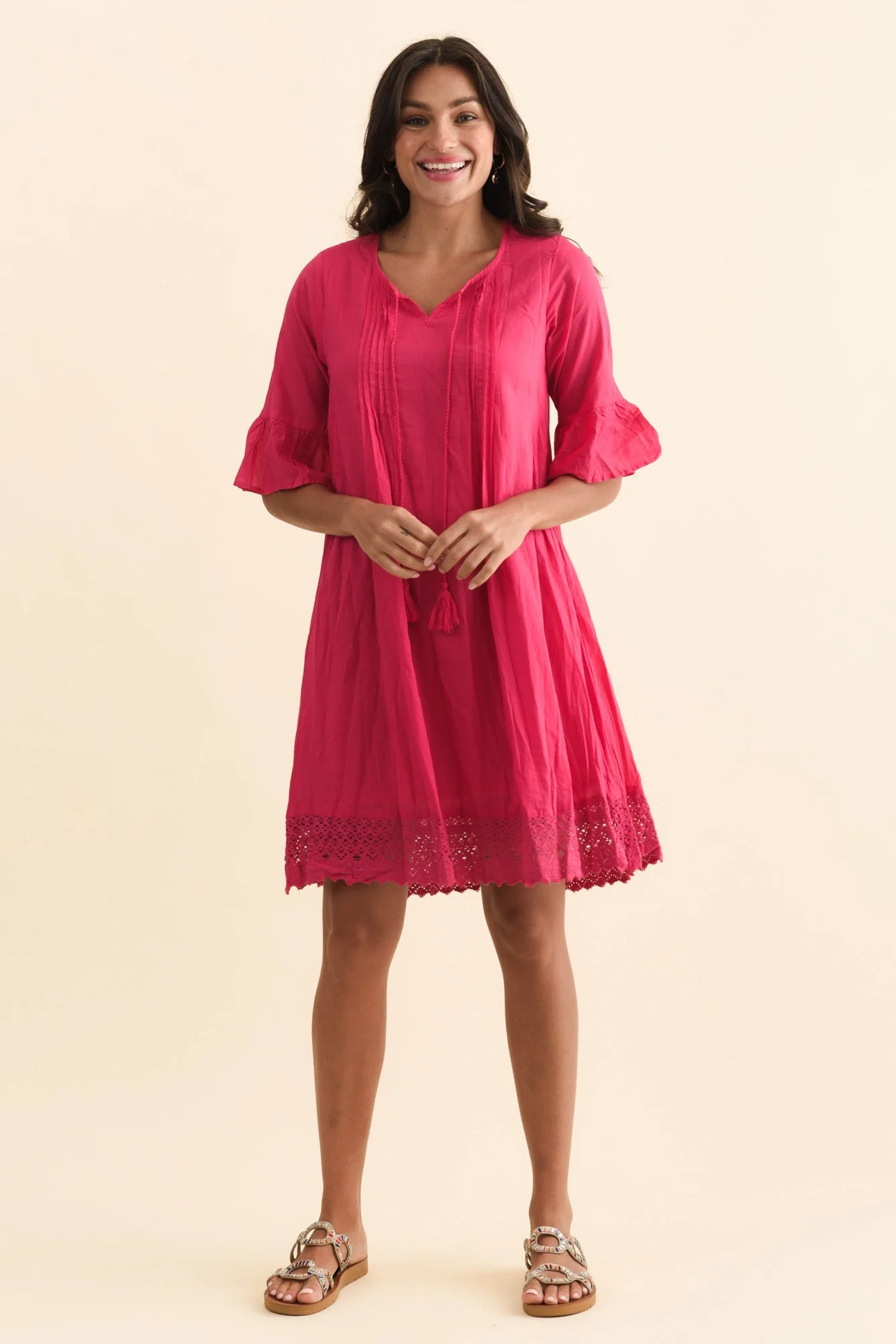 Cayman Fuchsia Cotton Tunic Dress - Image 2