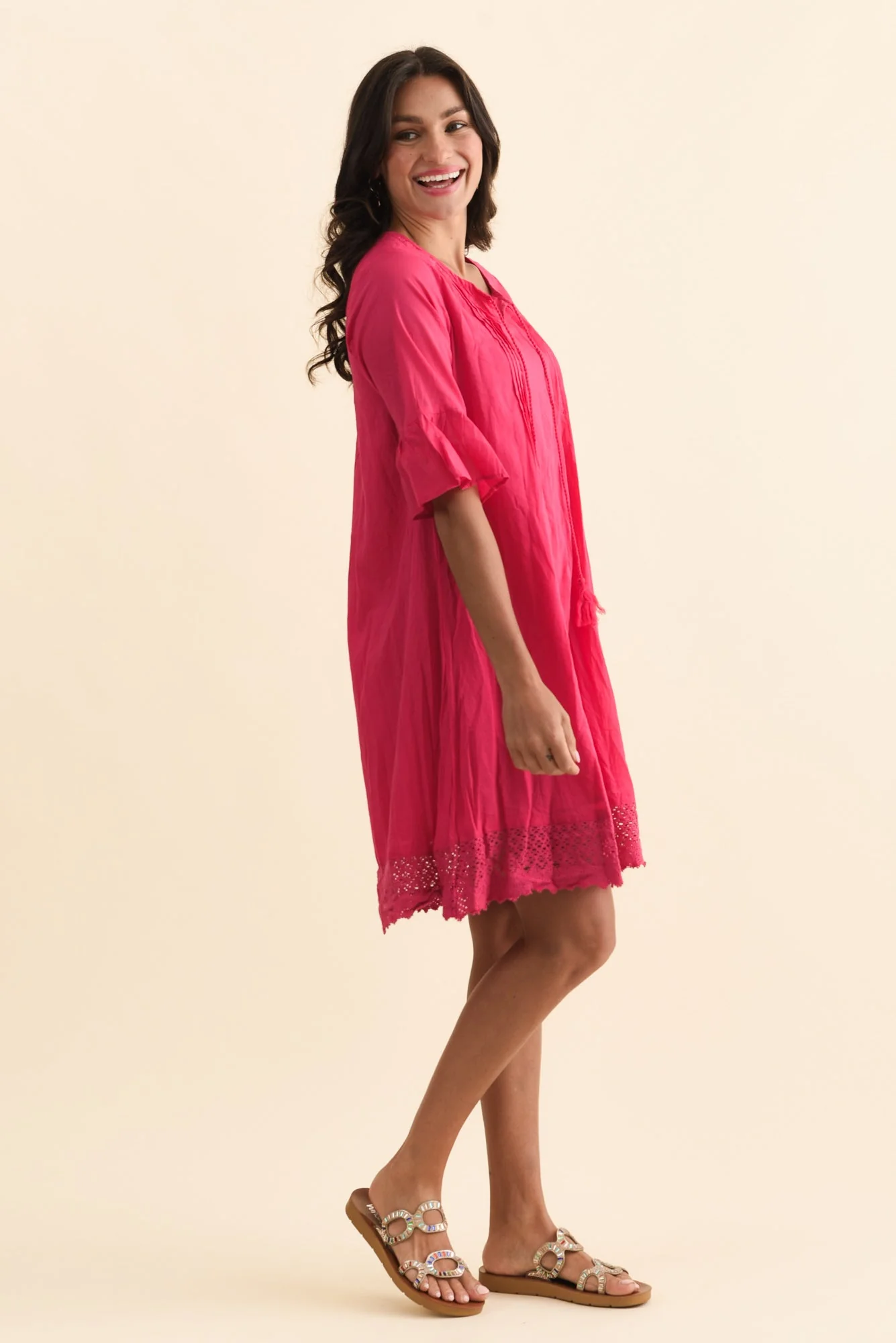 Cayman Fuchsia Cotton Tunic Dress - Image 3