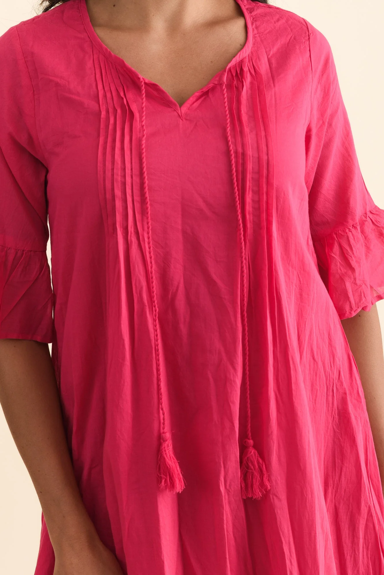 Cayman Fuchsia Cotton Tunic Dress - Image 5