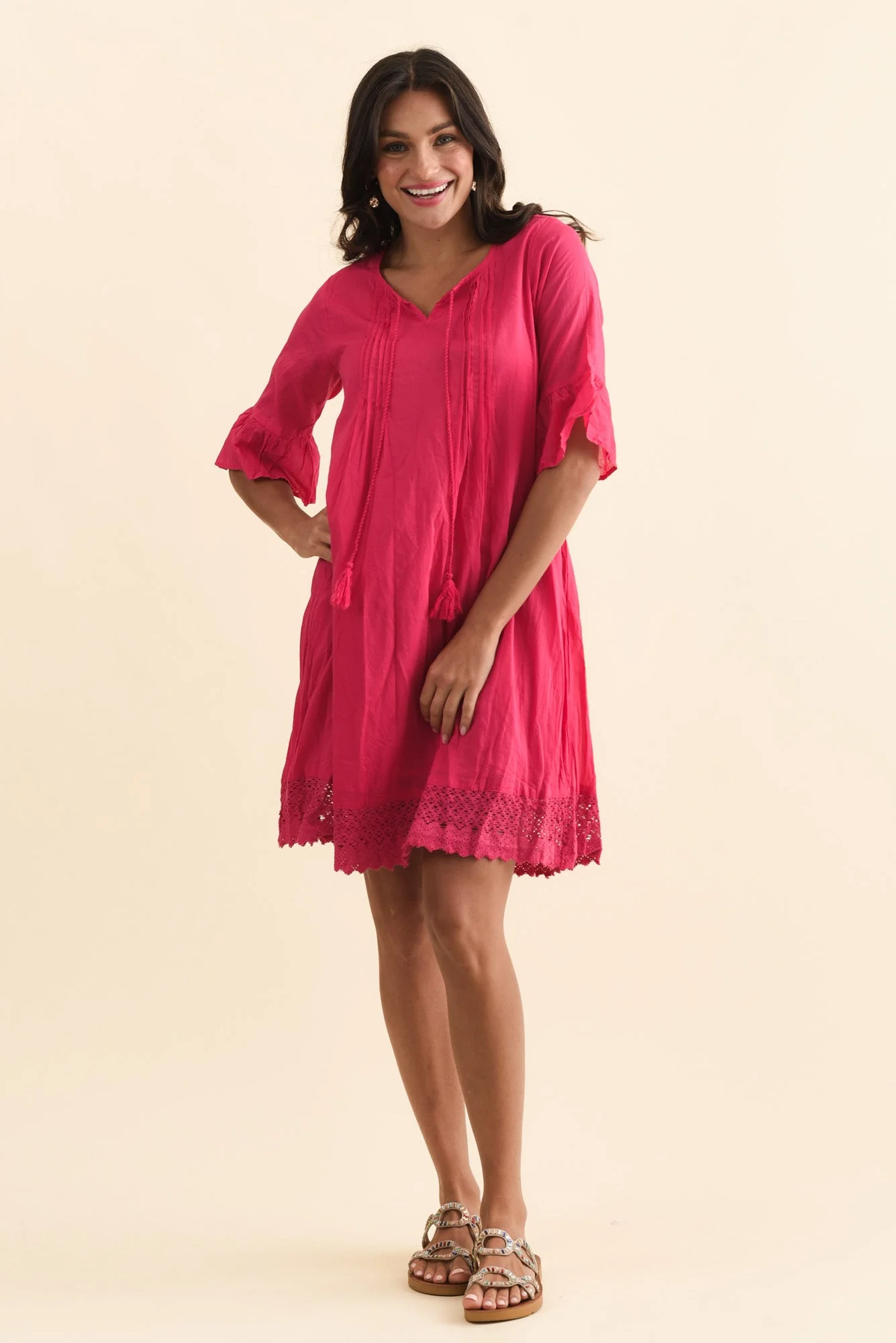 Cayman Fuchsia Cotton Tunic Dress - Image 6