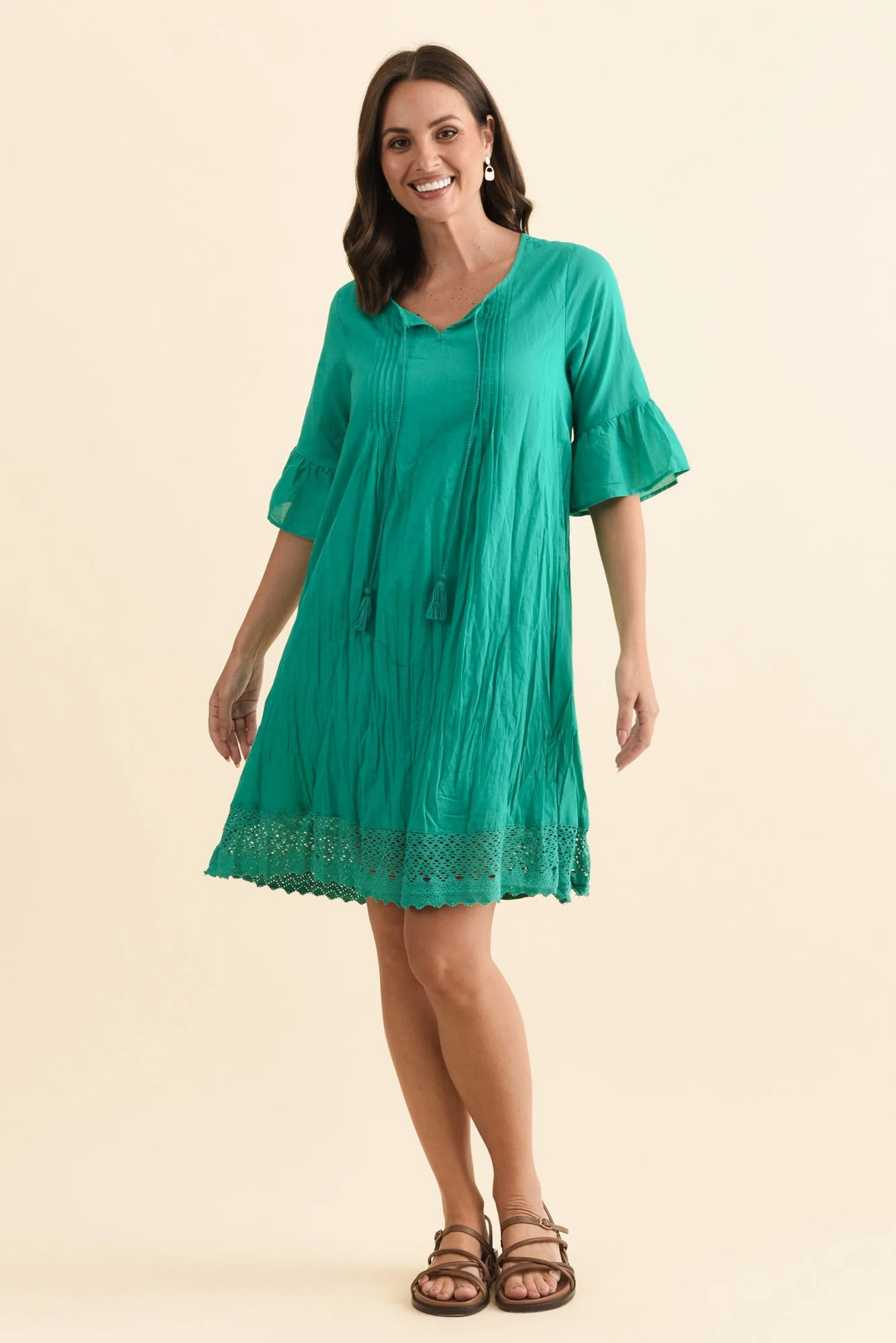 Cayman Green Cotton Tunic Dress - Image 2