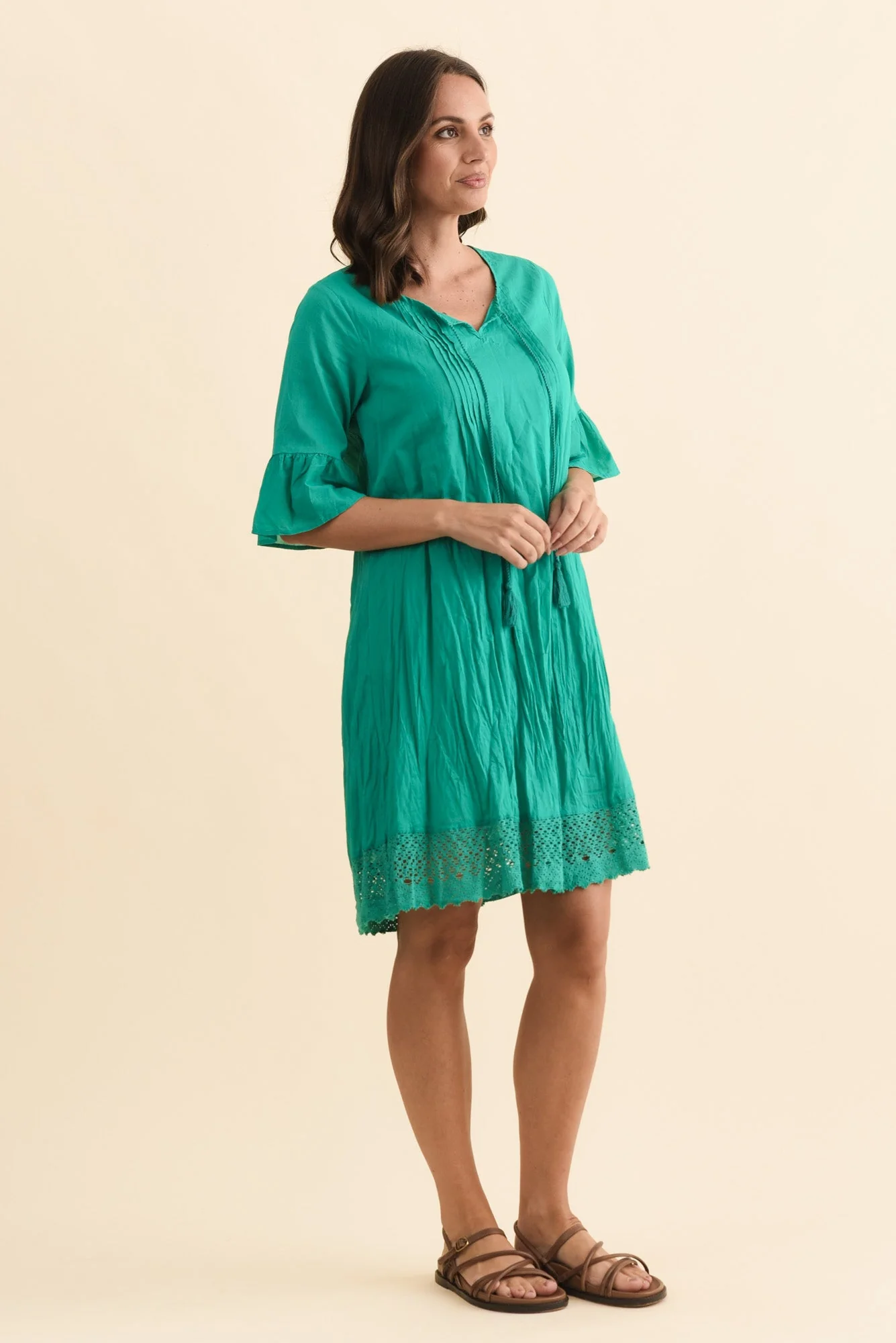 Cayman Green Cotton Tunic Dress - Image 3