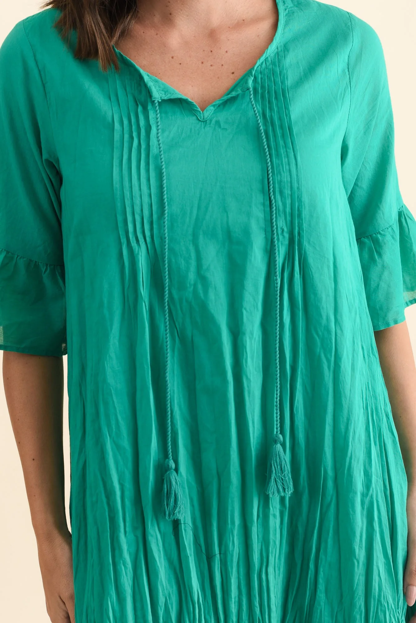 Cayman Green Cotton Tunic Dress - Image 5