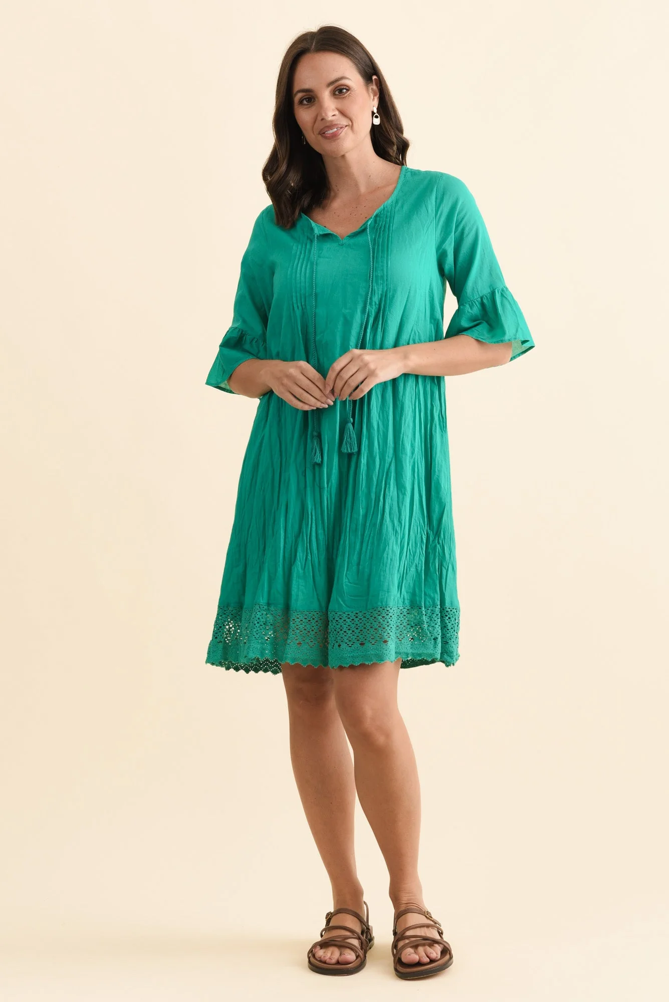 Cayman Green Cotton Tunic Dress - Image 6