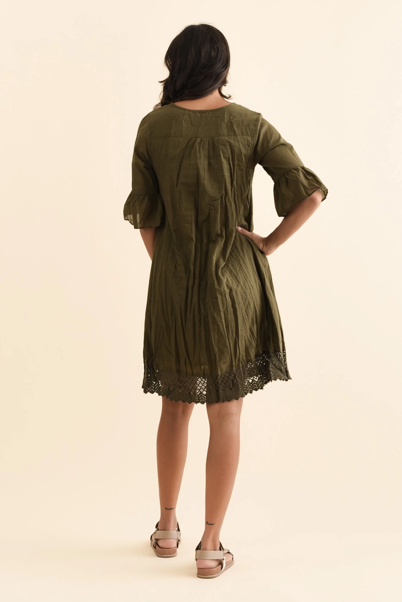Cayman Khaki Cotton Tunic Dress - Image 4