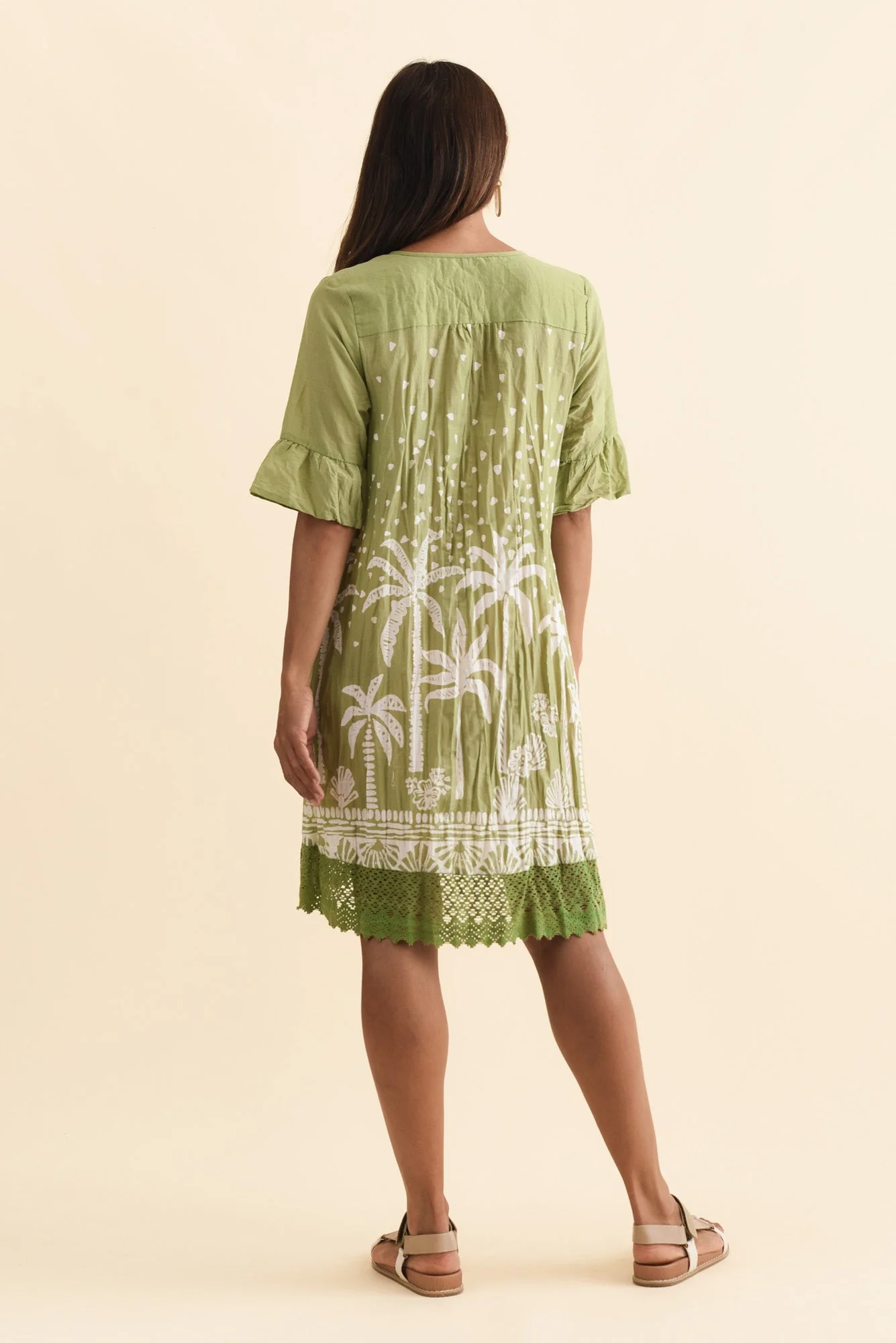 Cayman Khaki Palm Cotton Tunic Dress - Image 4