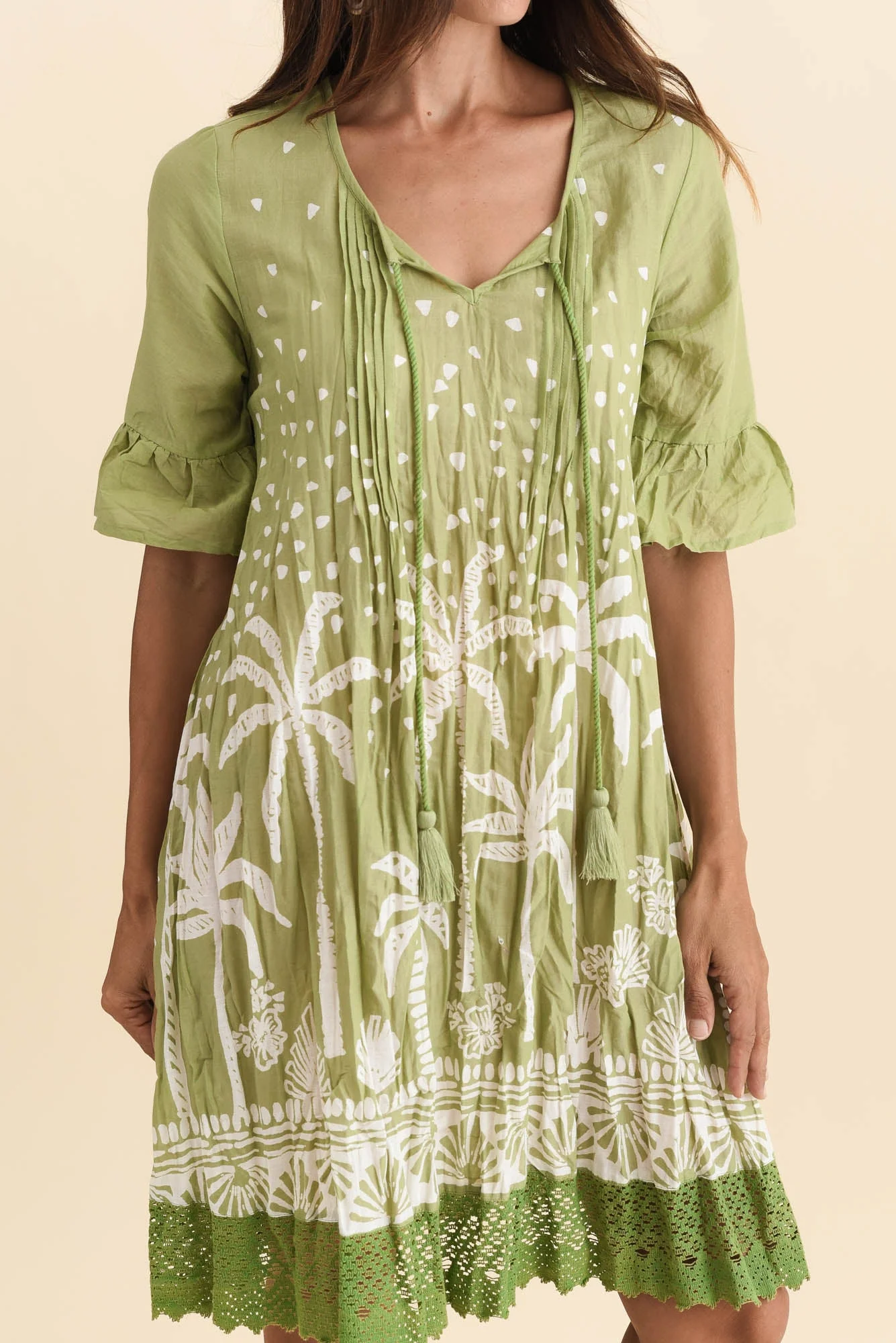 Cayman Khaki Palm Cotton Tunic Dress - Image 5
