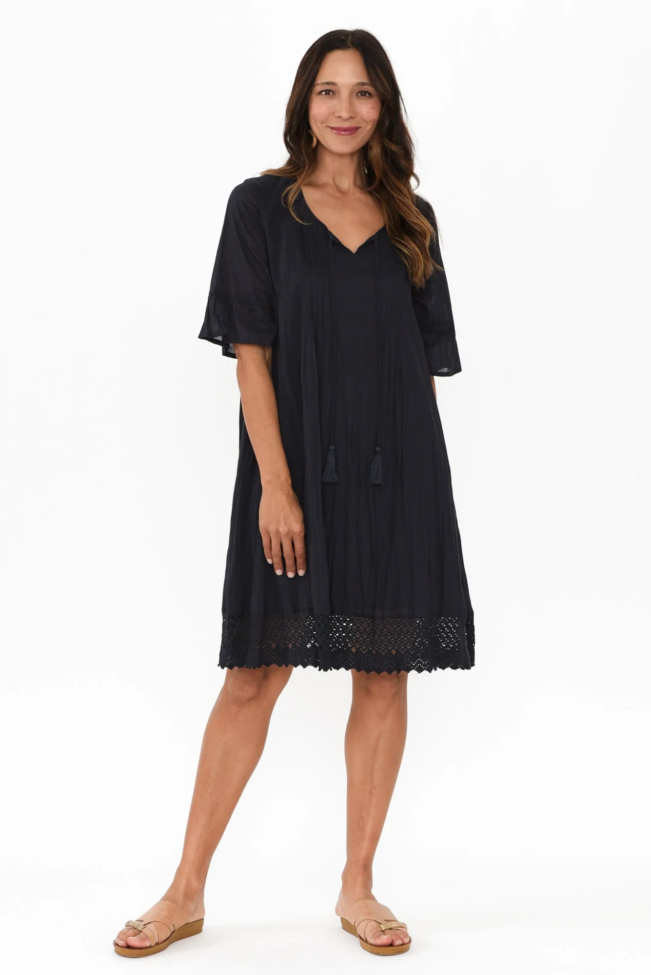 Cayman Navy Cotton Tunic Dress - Image 3
