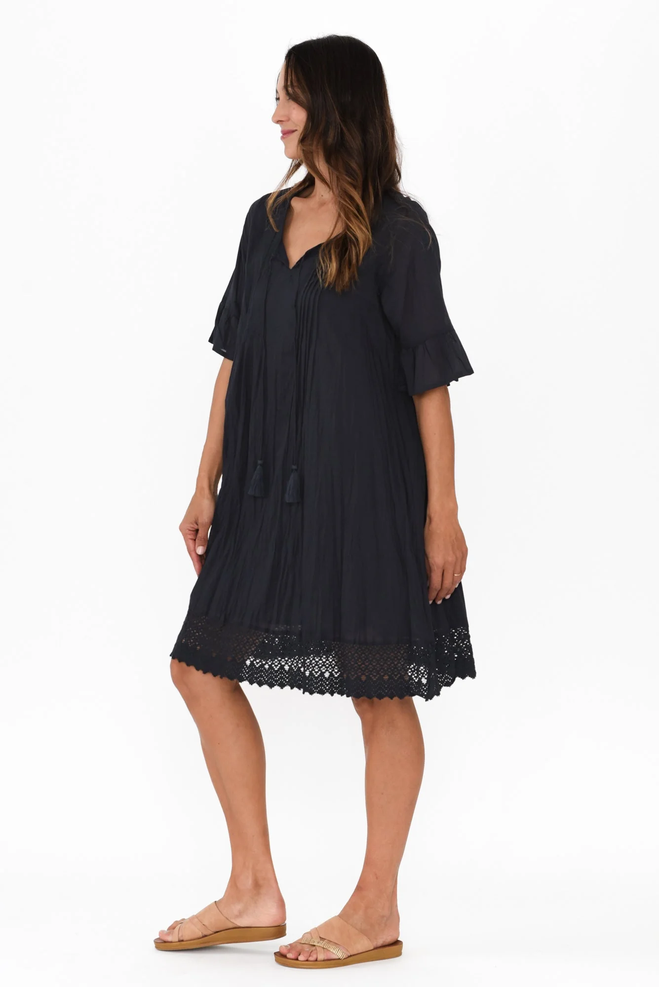Cayman Navy Cotton Tunic Dress - Image 4