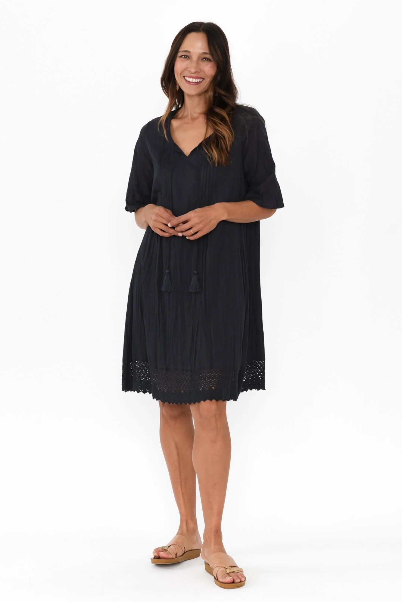 Cayman Navy Cotton Tunic Dress - Image 7