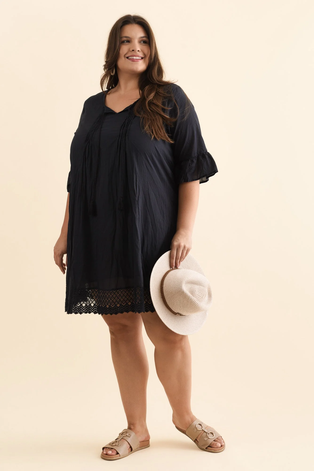 Cayman Navy Cotton Tunic Dress - Image 9