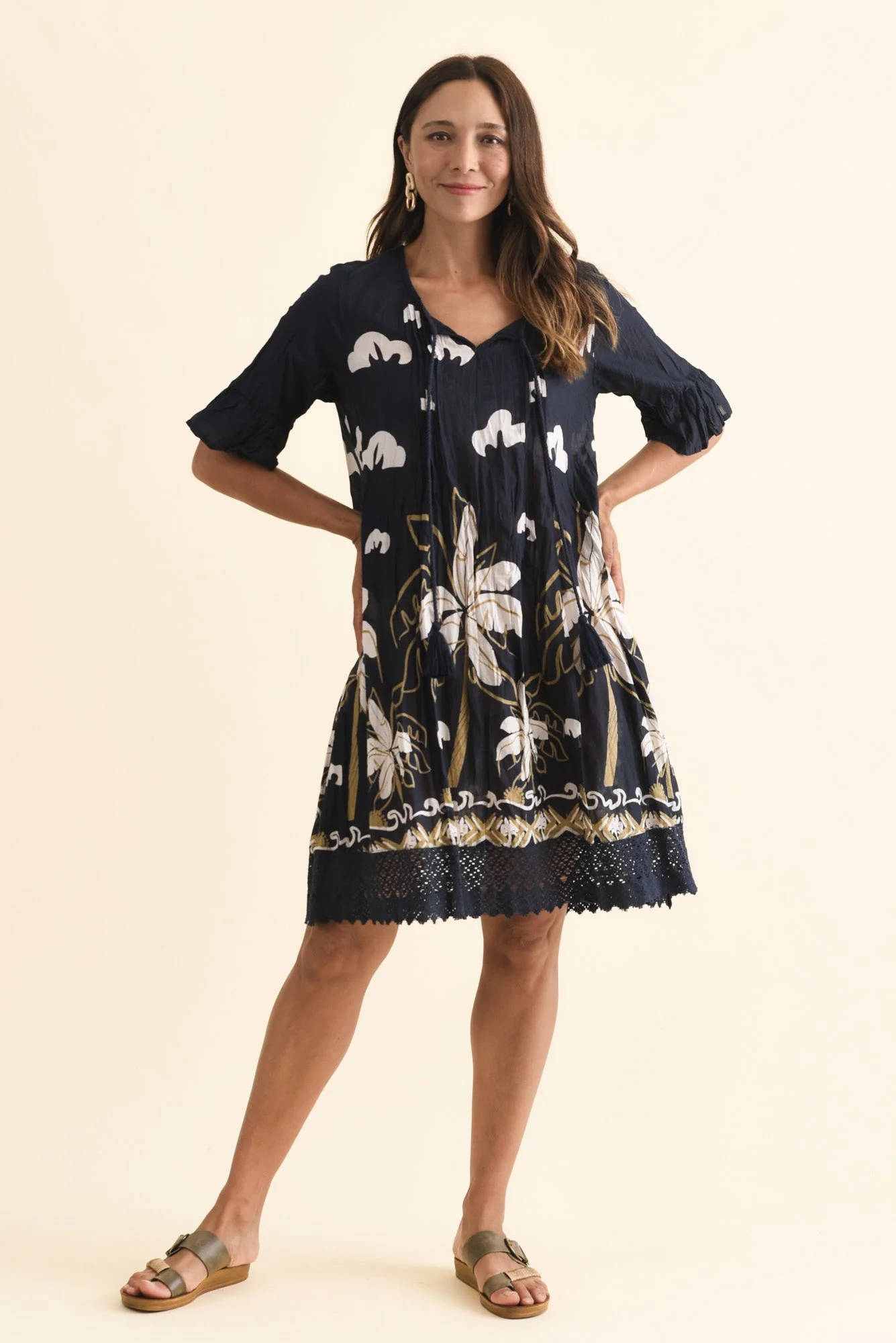 Cayman Navy Seaside Cotton Tunic Dress - Image 2