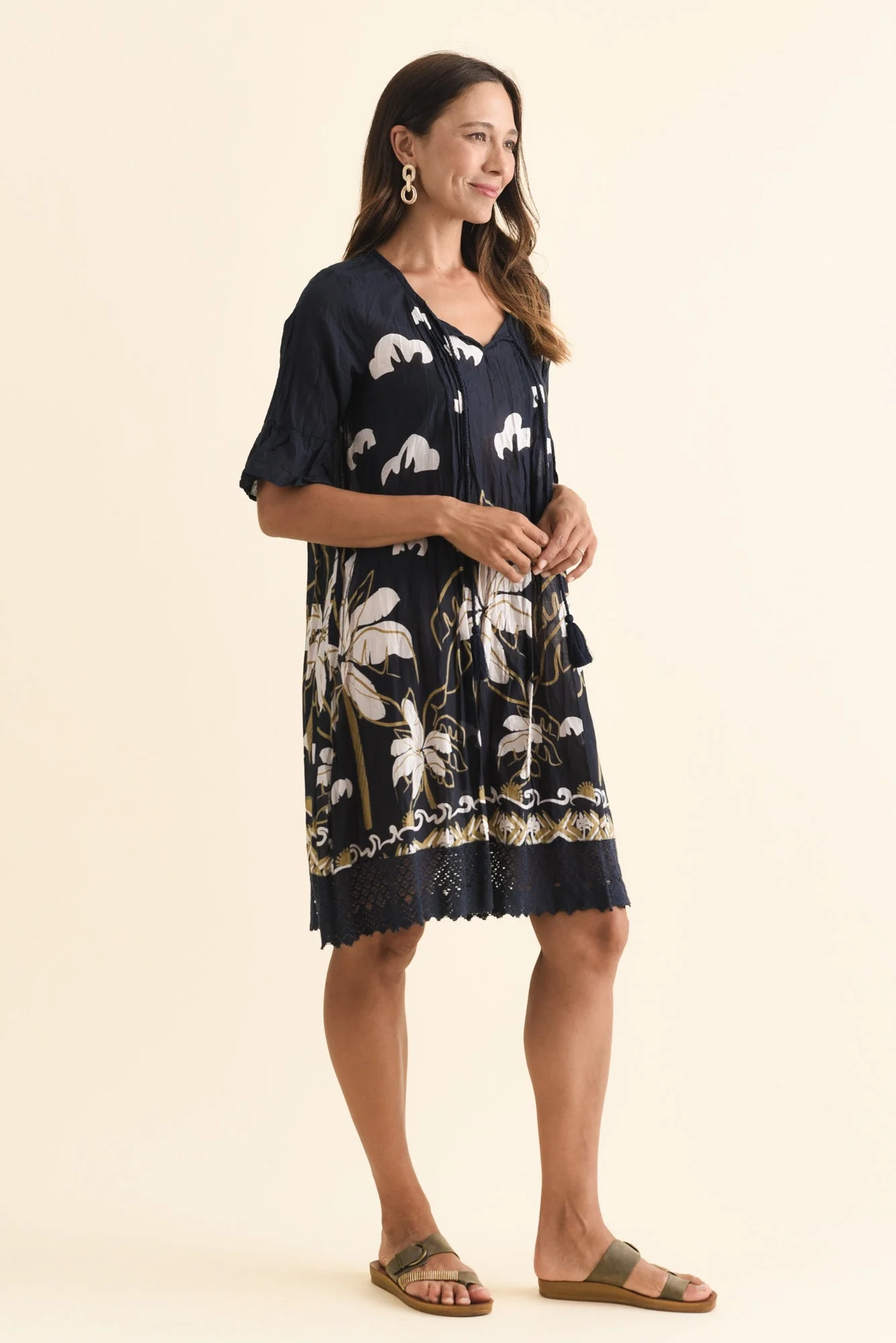 Cayman Navy Seaside Cotton Tunic Dress - Image 3