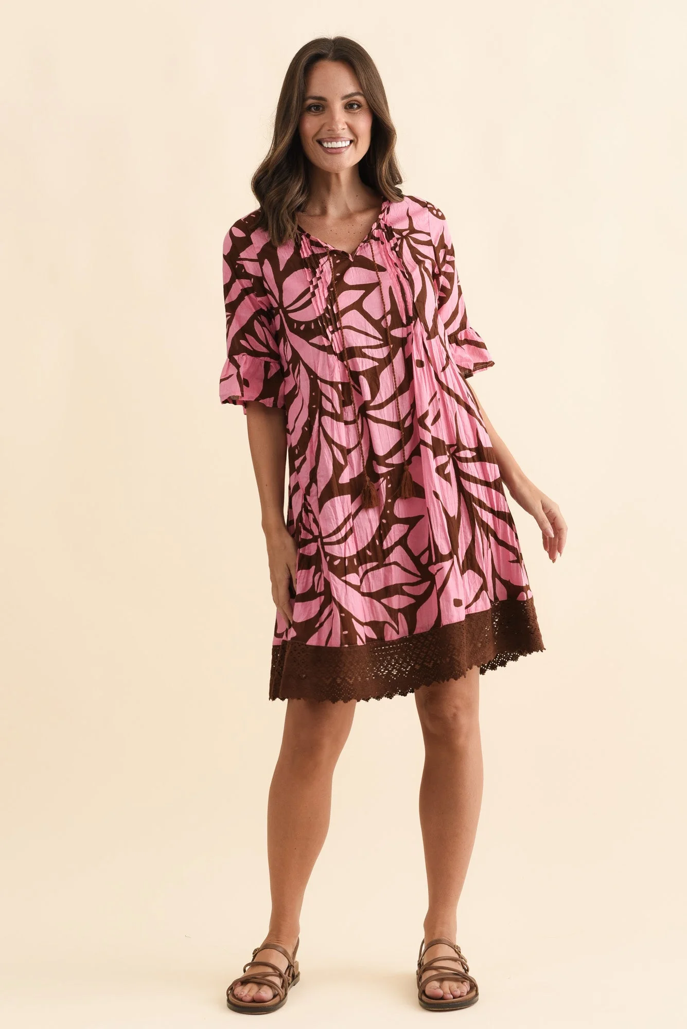 Cayman Pink Botanical Cotton Tunic Dress - Image 6