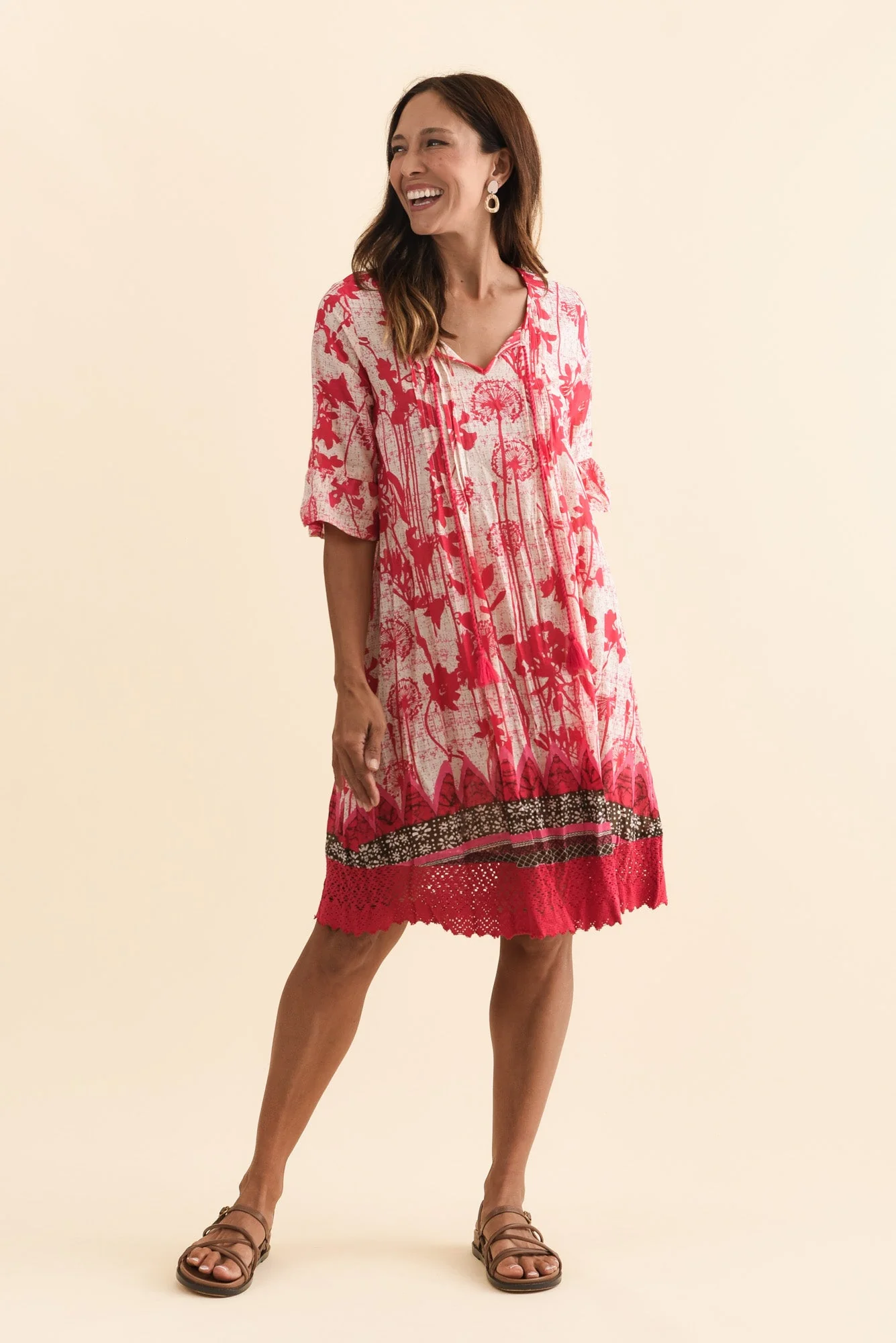 Cayman Pink Dandelion Cotton Tunic Dress - Image 2