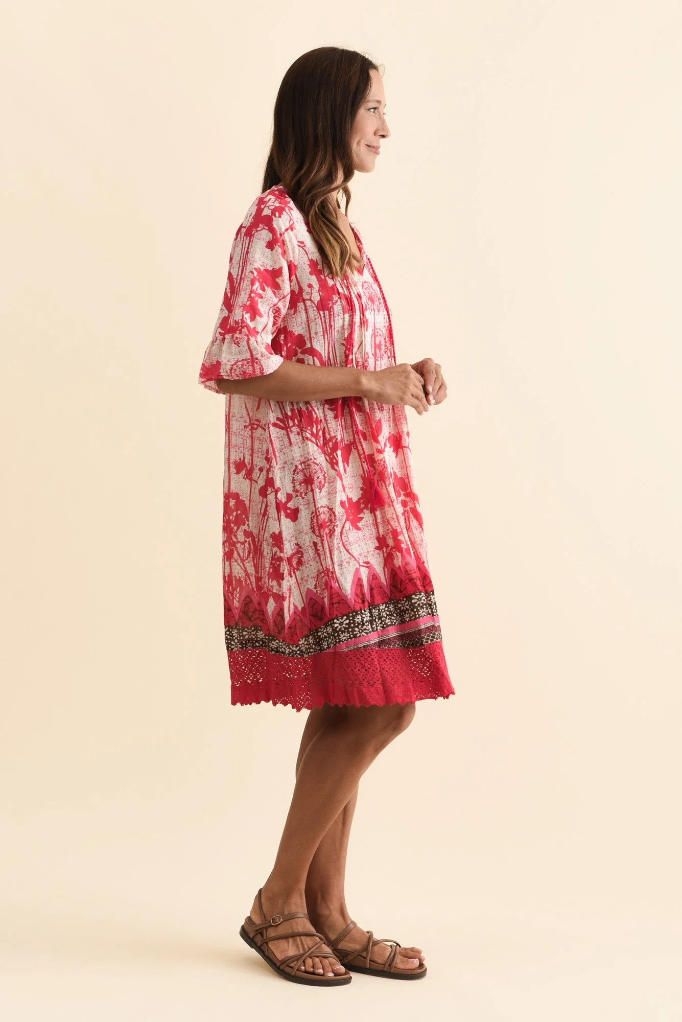 Cayman Pink Dandelion Cotton Tunic Dress - Image 3