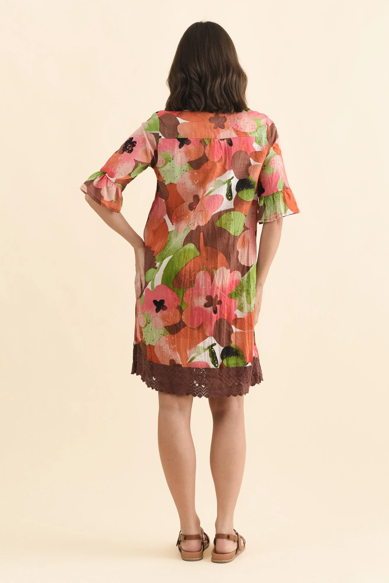 Cayman Pink Floral Cotton Tunic Dress - Image 4