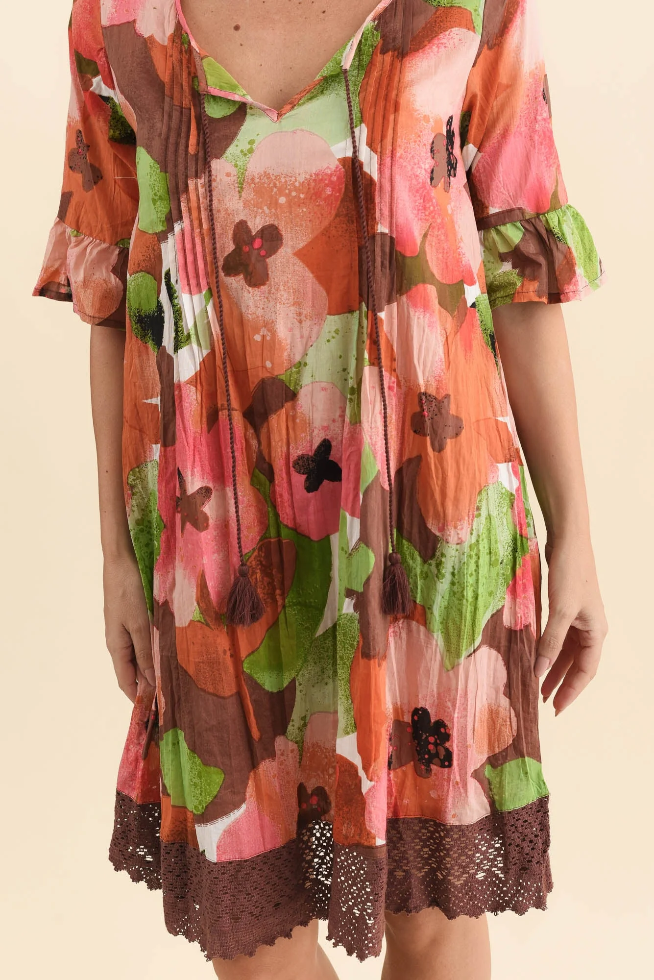 Cayman Pink Floral Cotton Tunic Dress - Image 5