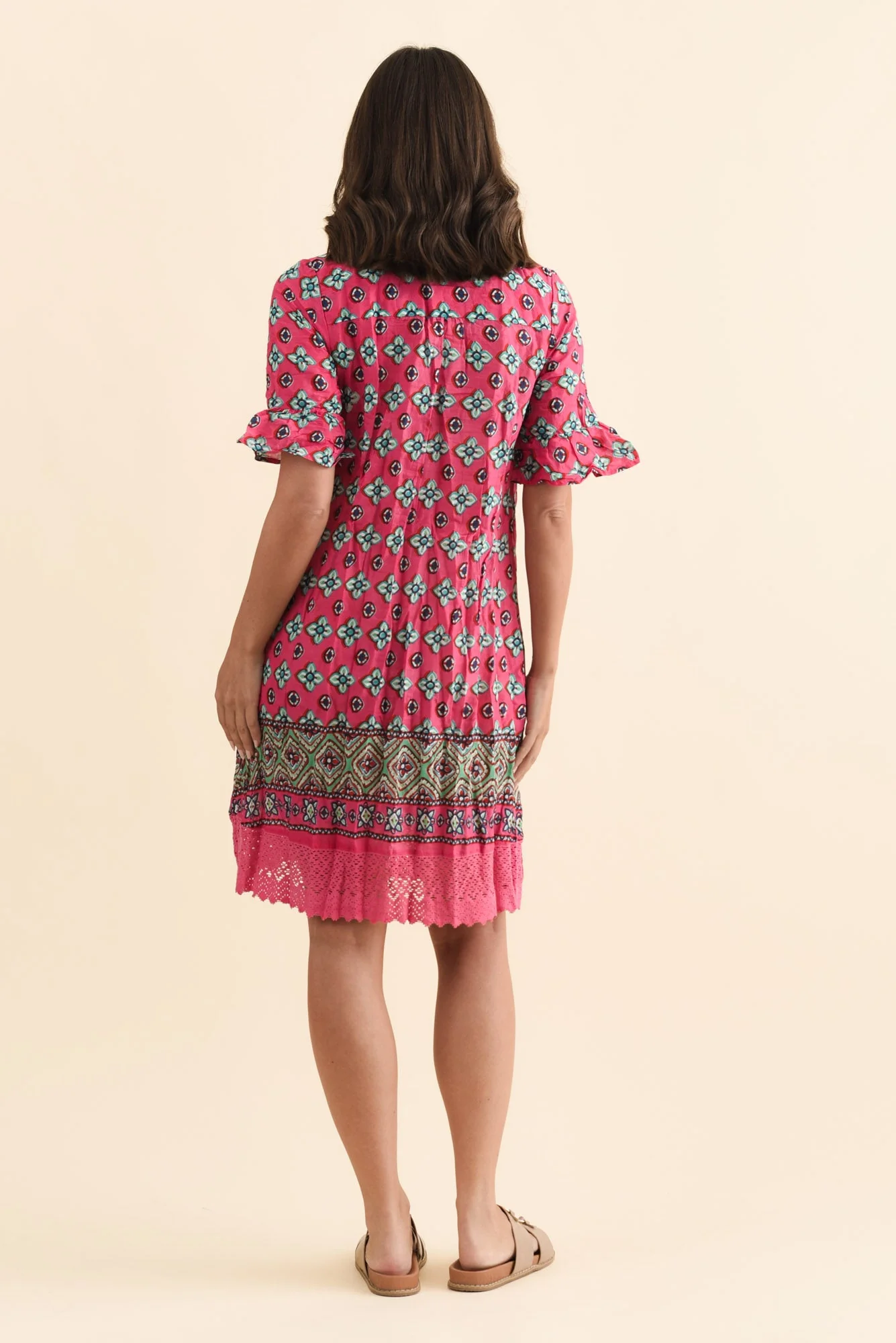 Cayman Pink Motif Cotton Tunic Dress - Image 4