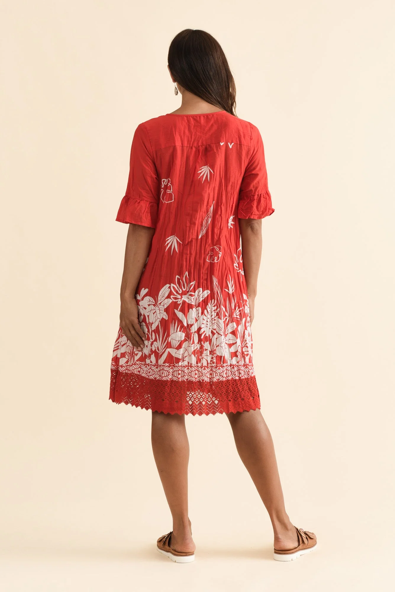 Cayman Red Botanical Cotton Tunic Dress - Image 4