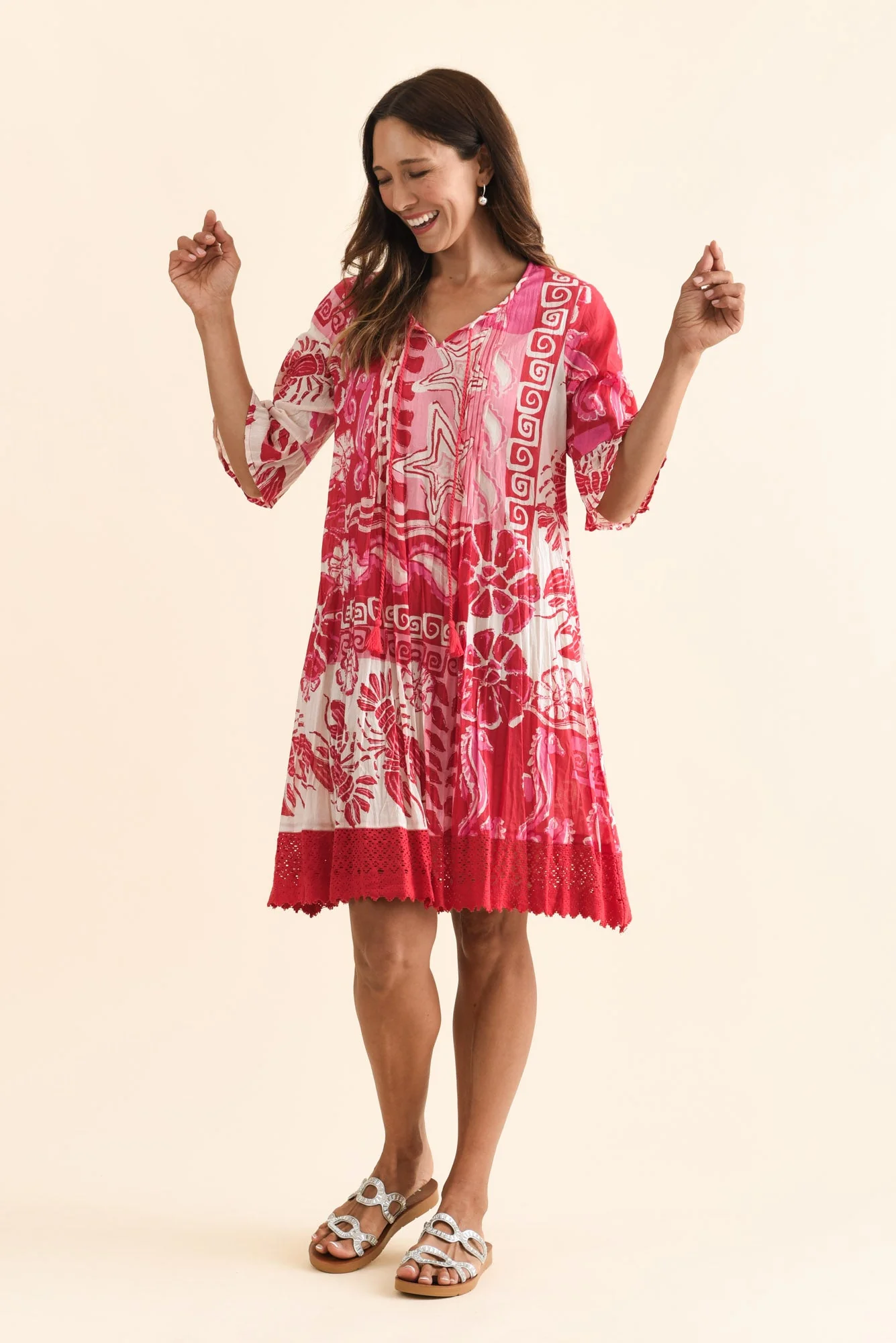 Cayman Red Sea Cotton Tunic Dress - Image 2