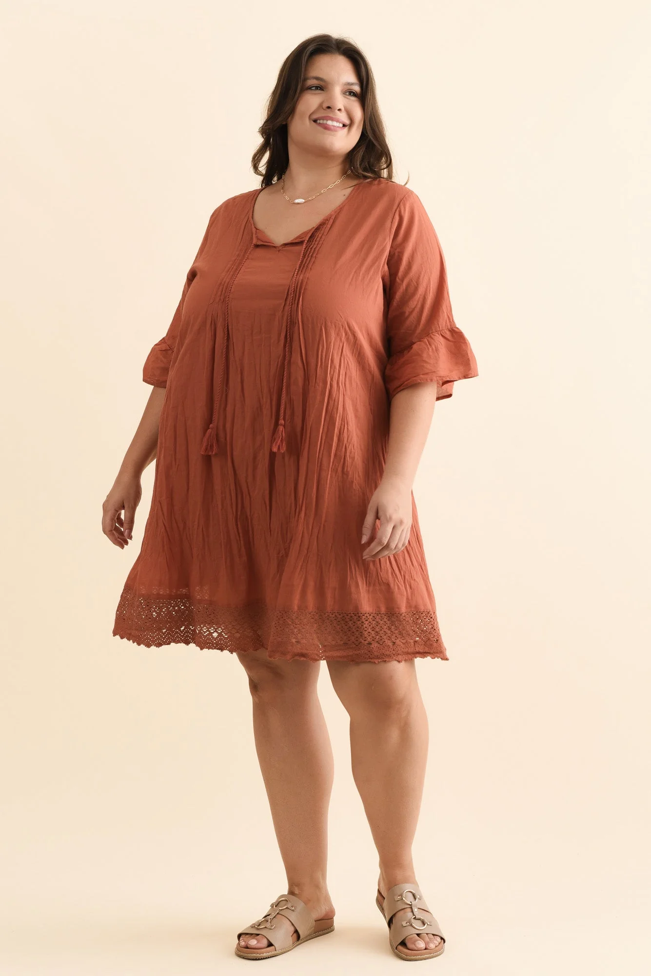 Cayman Rust Cotton Tunic Dress - Image 10