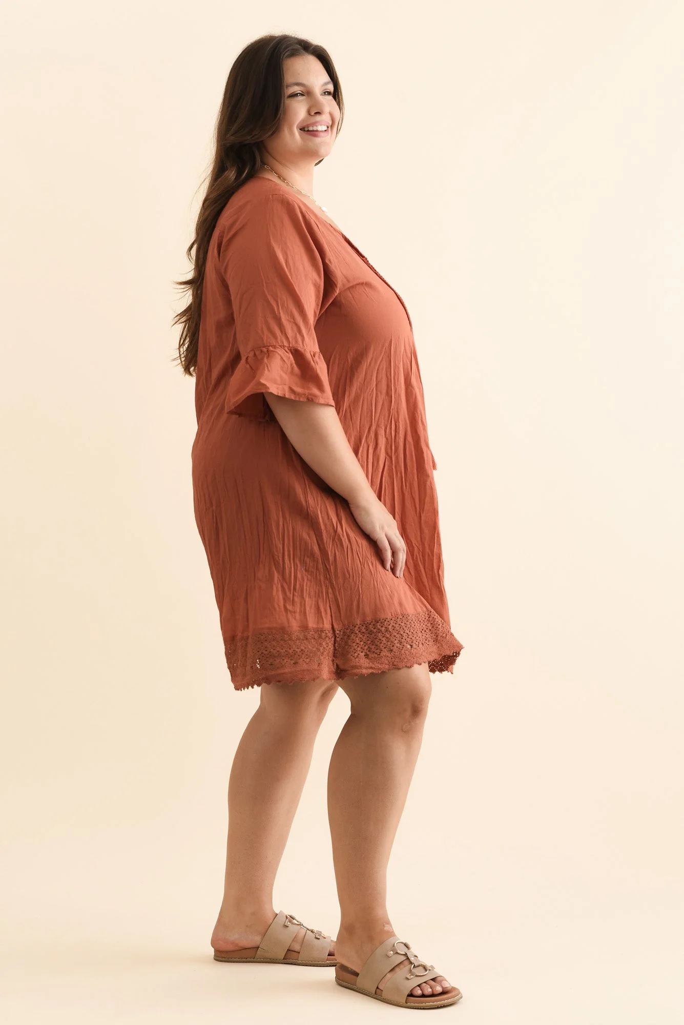 Cayman Rust Cotton Tunic Dress - Image 12