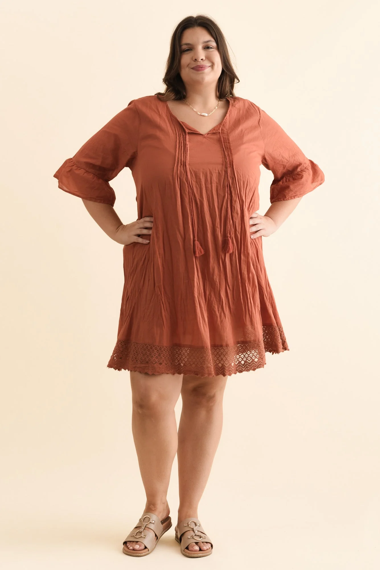 Cayman Rust Cotton Tunic Dress - Image 9