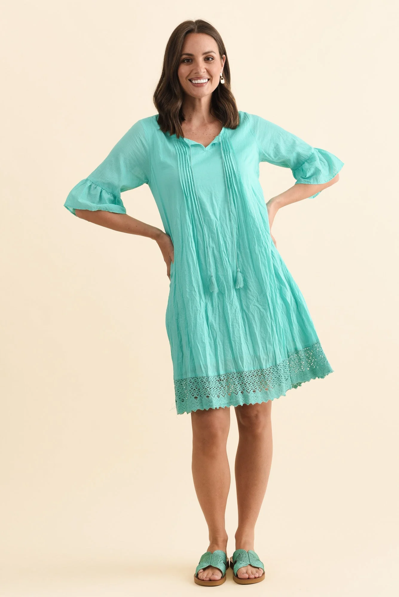 Cayman Sky Blue Cotton Tunic Dress - Image 2
