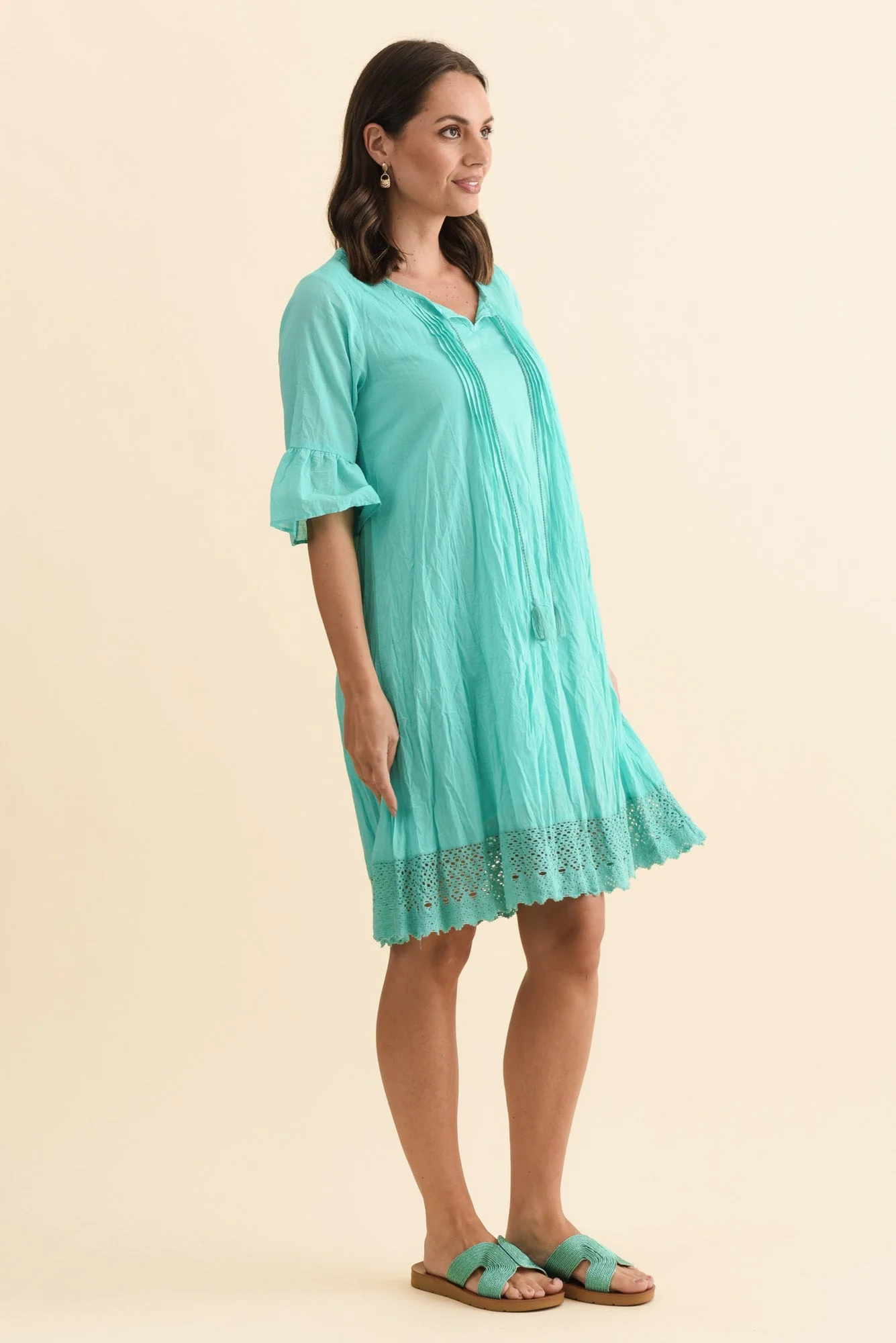Cayman Sky Blue Cotton Tunic Dress - Image 3